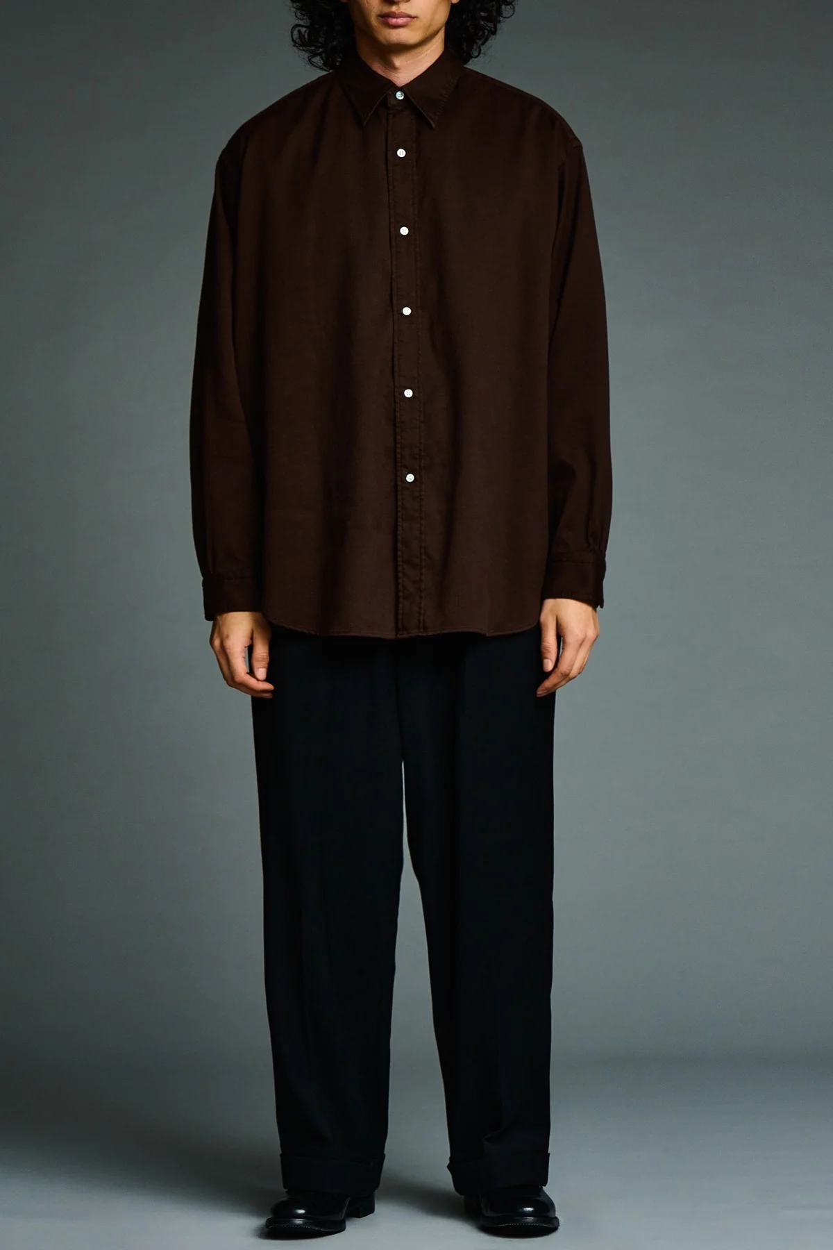 A.presse | Double Weave Twill Regular Collar Shirt - Image 3
