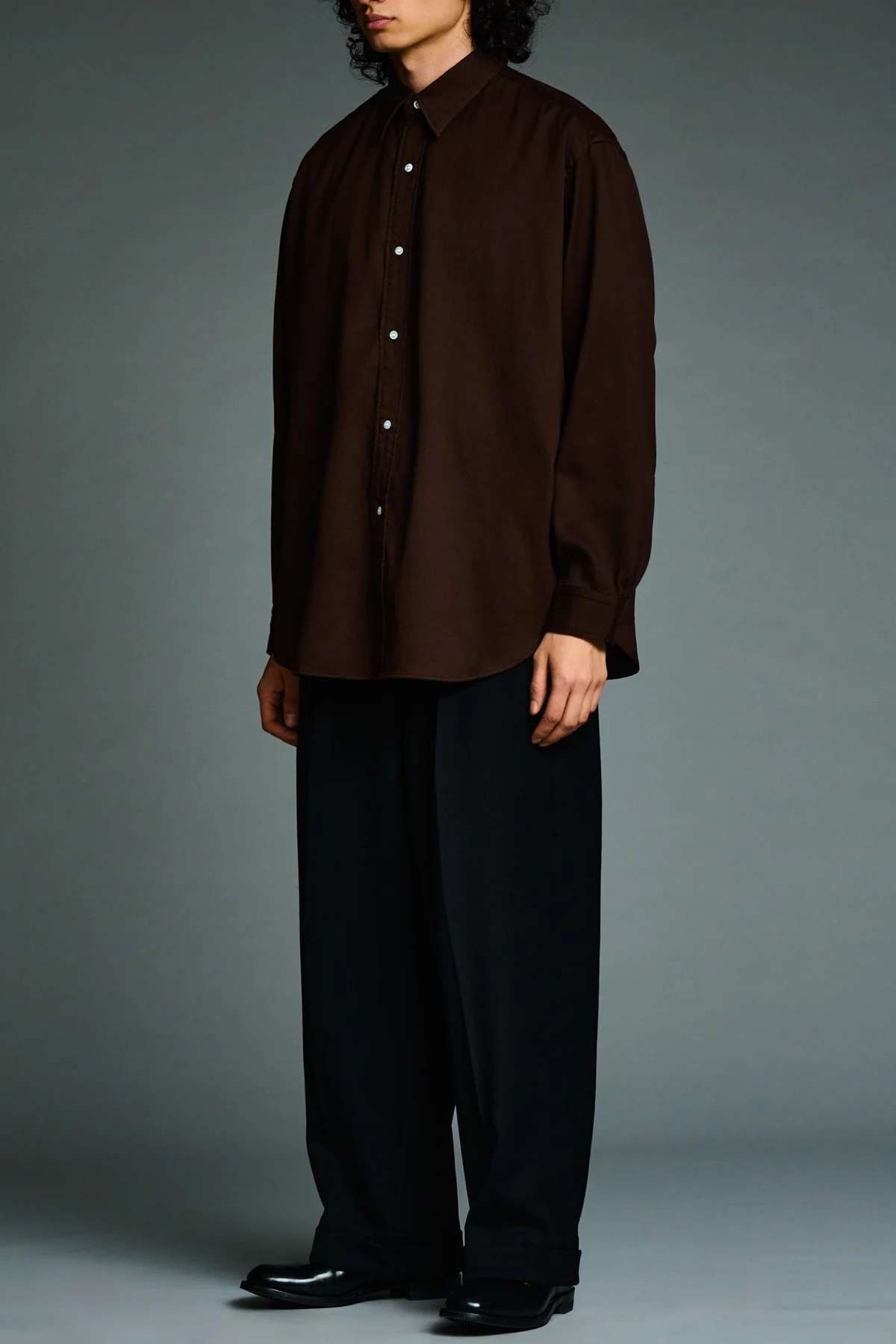 A.presse | Double Weave Twill Regular Collar Shirt - Image 4