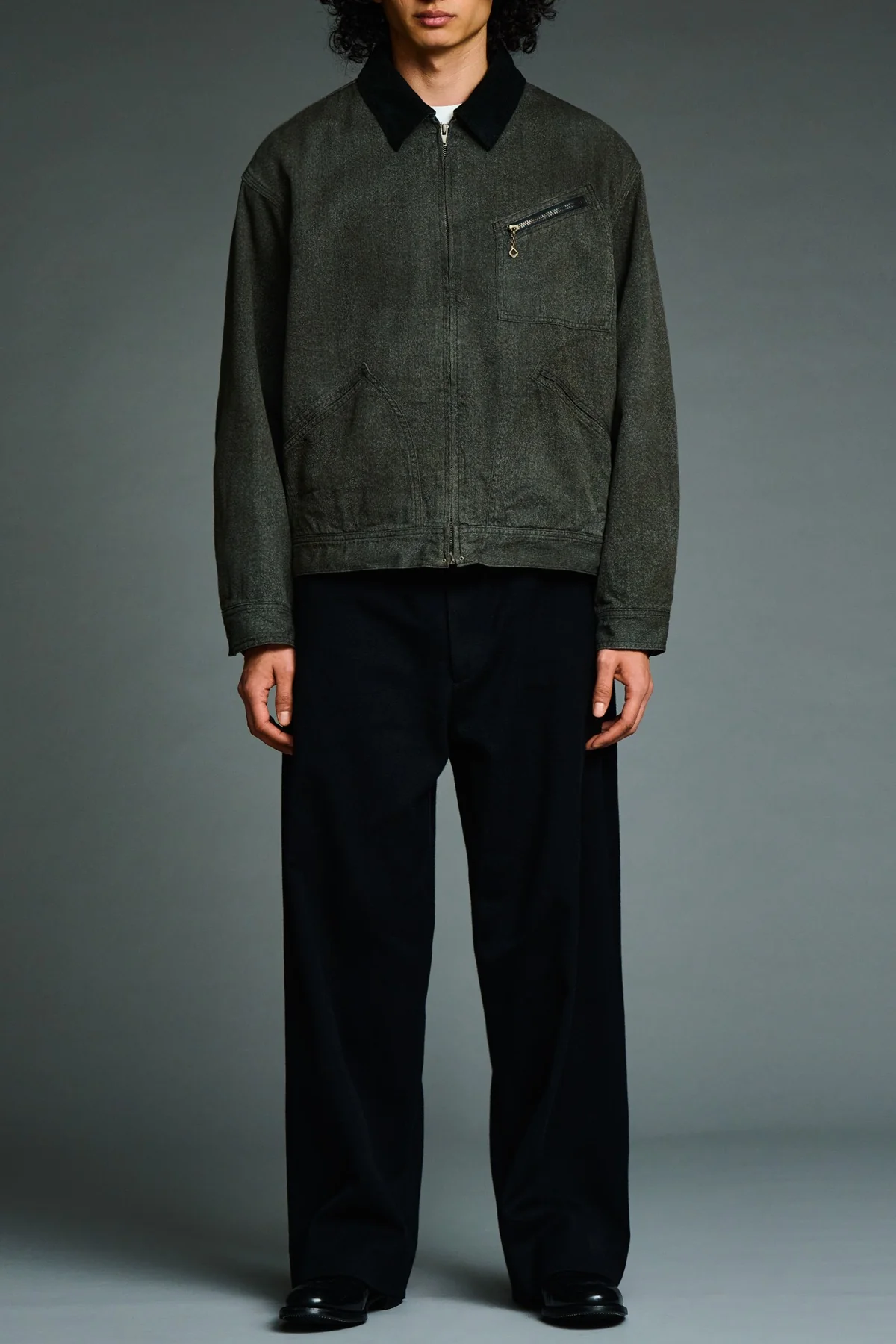 A.presse | Vintage Black Chambray Work Jacket - Image 2