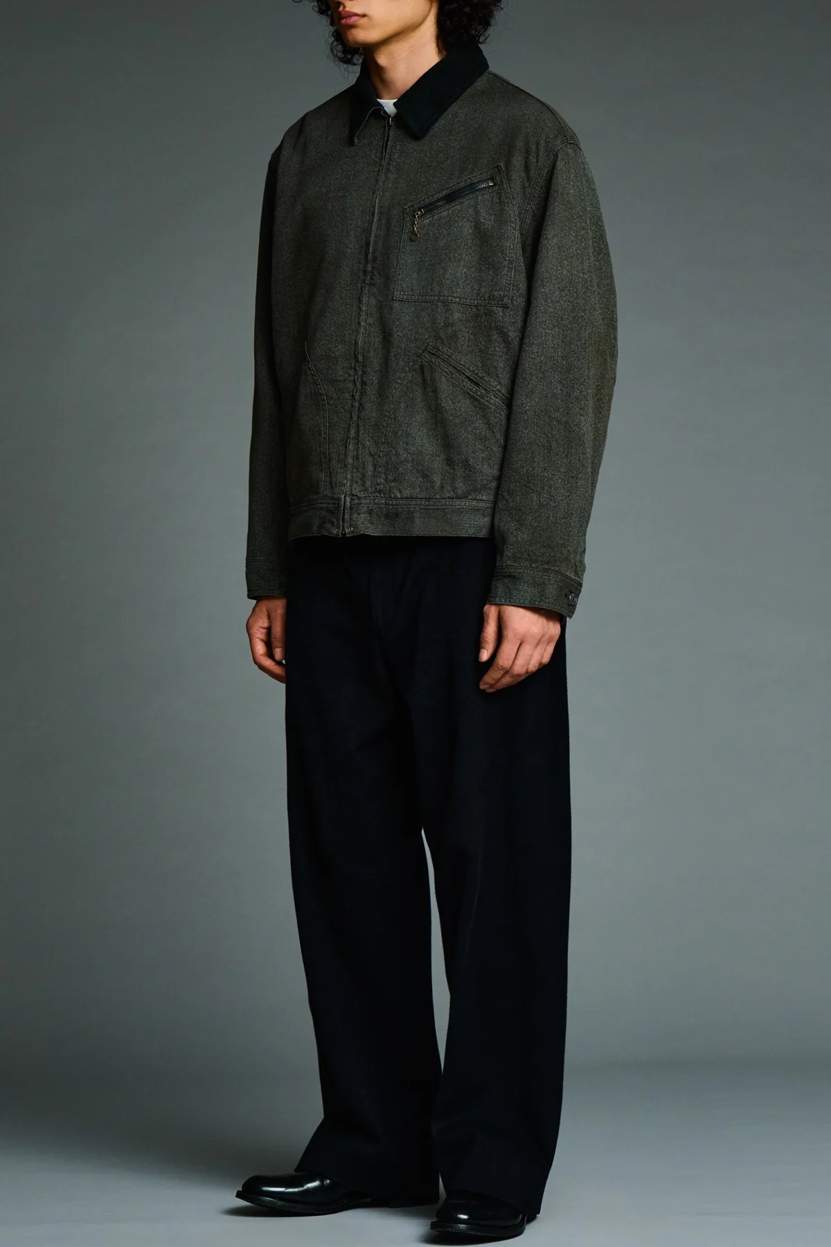 A.presse | Vintage Black Chambray Work Jacket - Image 3