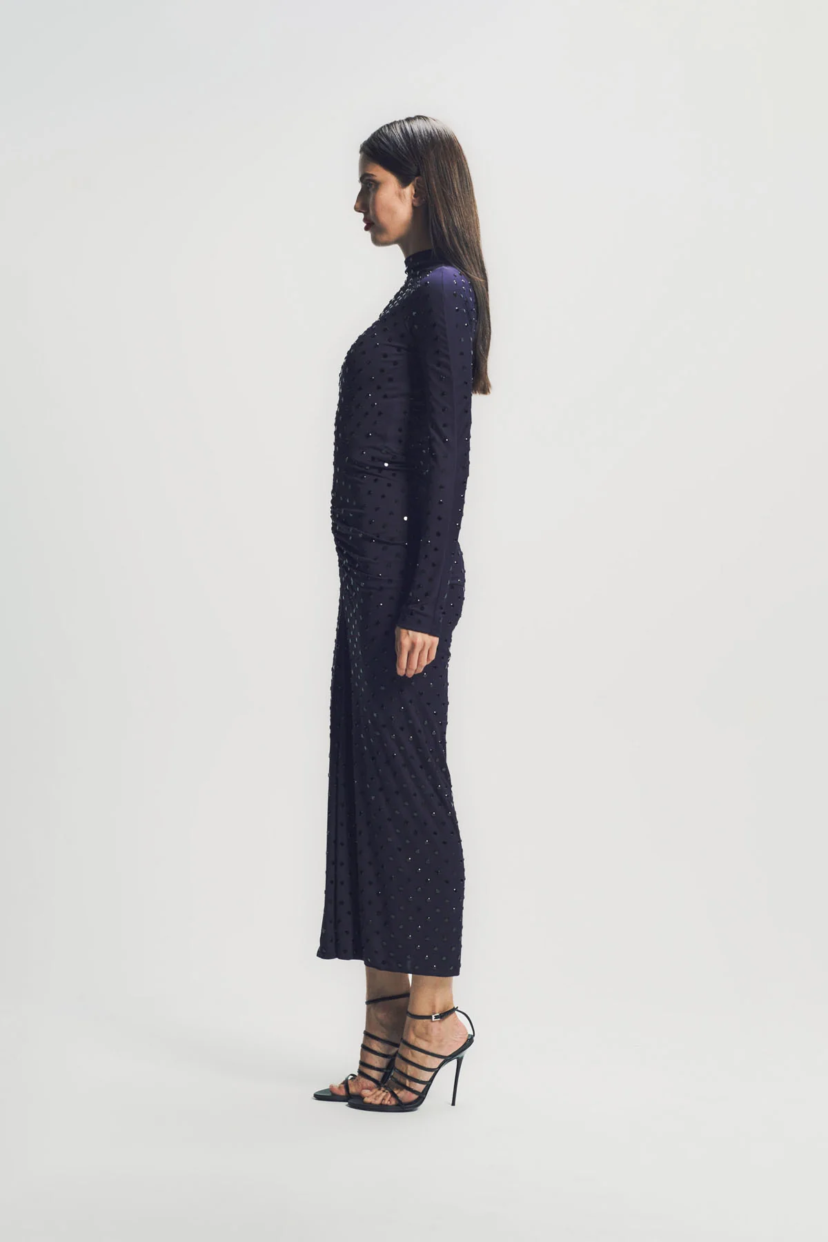 ALAÏA | DRAPED FLUID STRASS JERSEY DRESS - Image 3