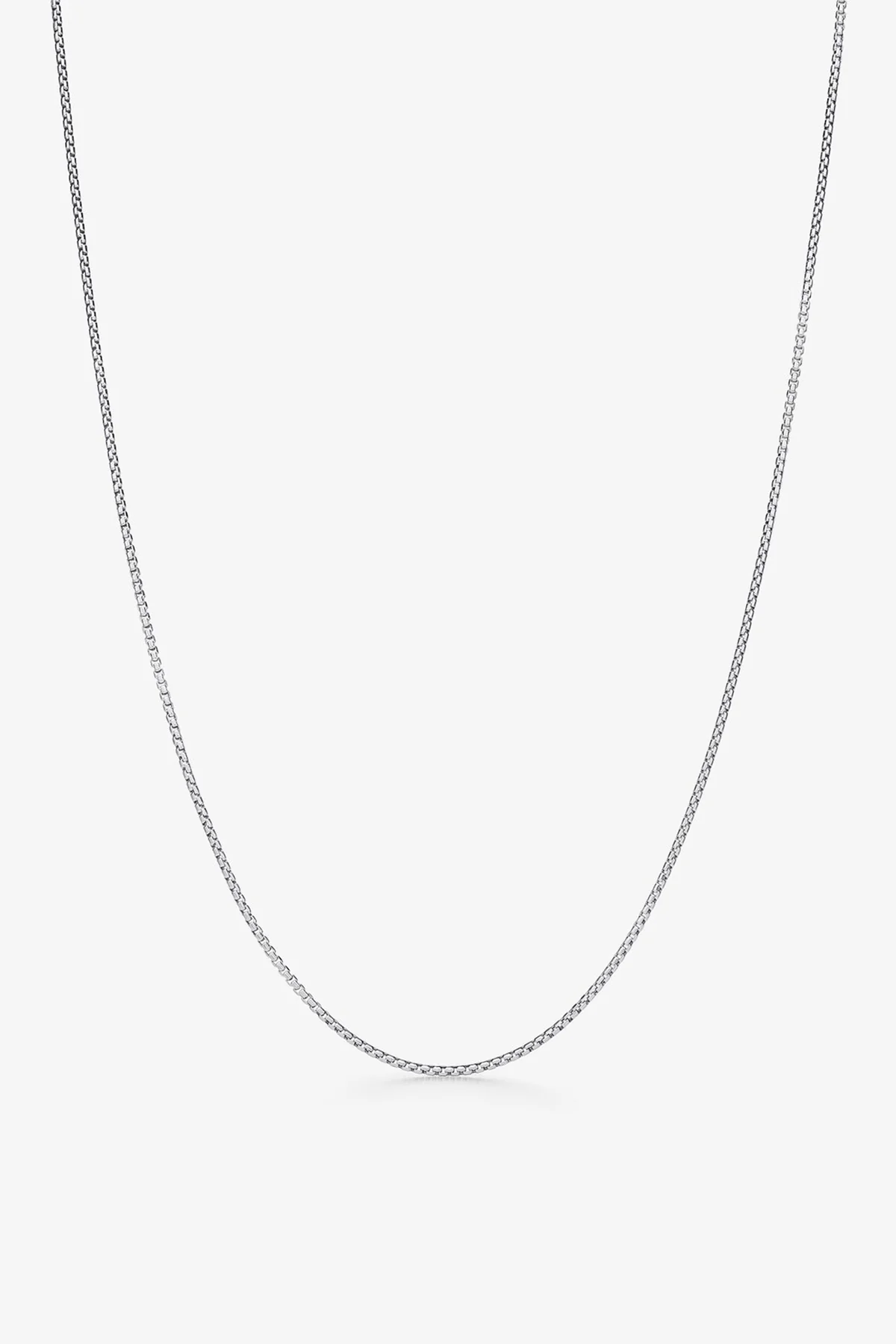 ALEX MOSS | WHITE GOLD ROUND BOX NECKLACE 20"