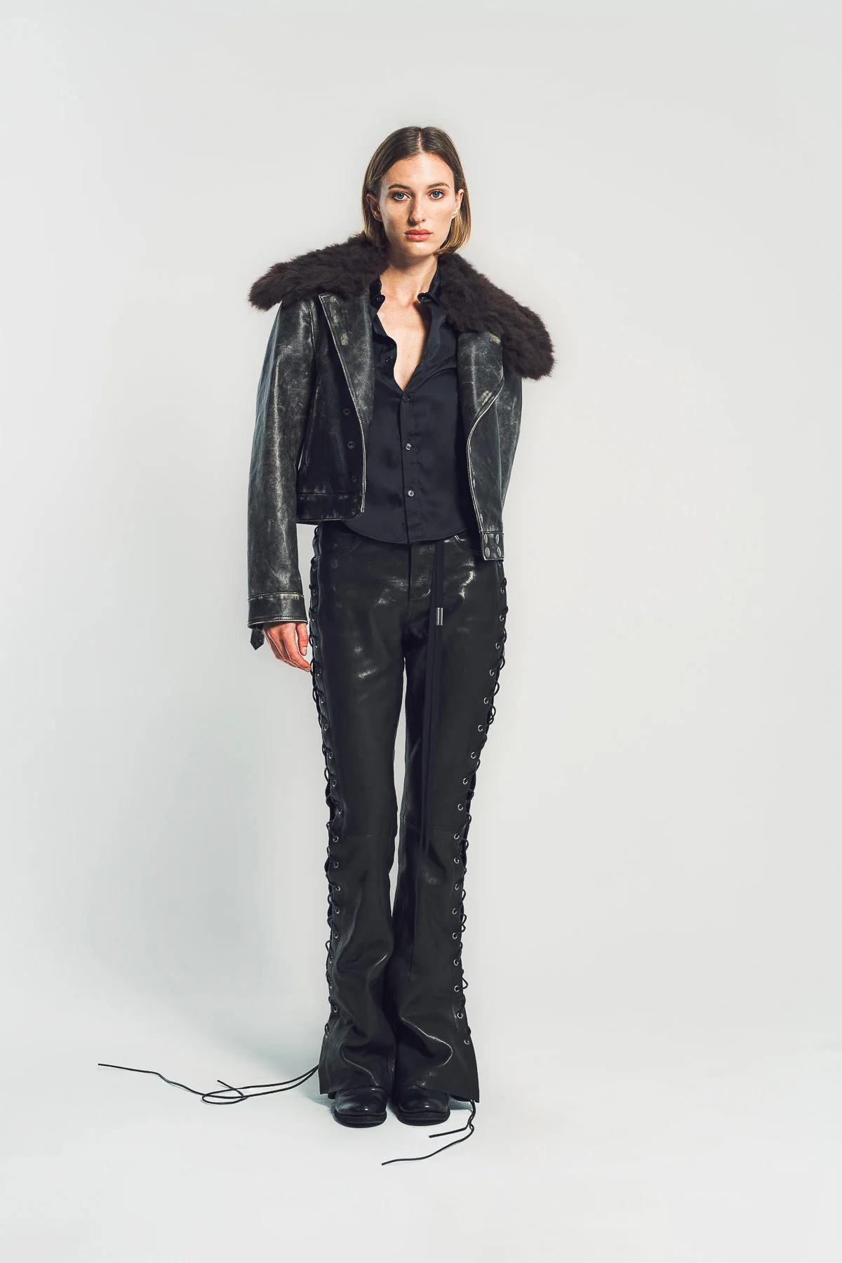 ANN DEMEULEMEESTER | WIEBKE WOOL AND SHEARLING PERFECTO JACKET