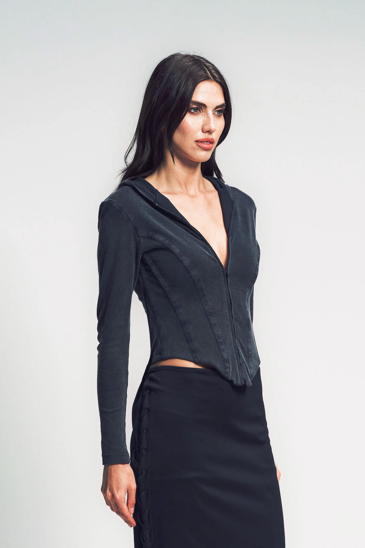 BALENCIAGA | CORSETED ZIP-UP HOODIE - Image 3