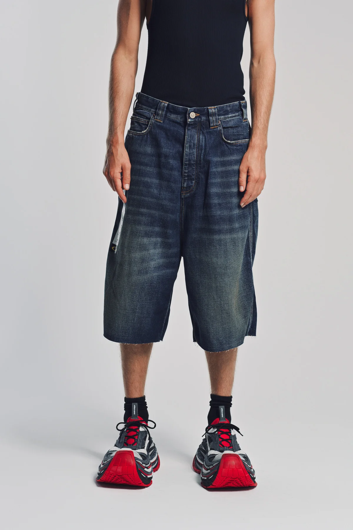 BALENCIAGA | STICKER DENIM SHORTS - Image 2