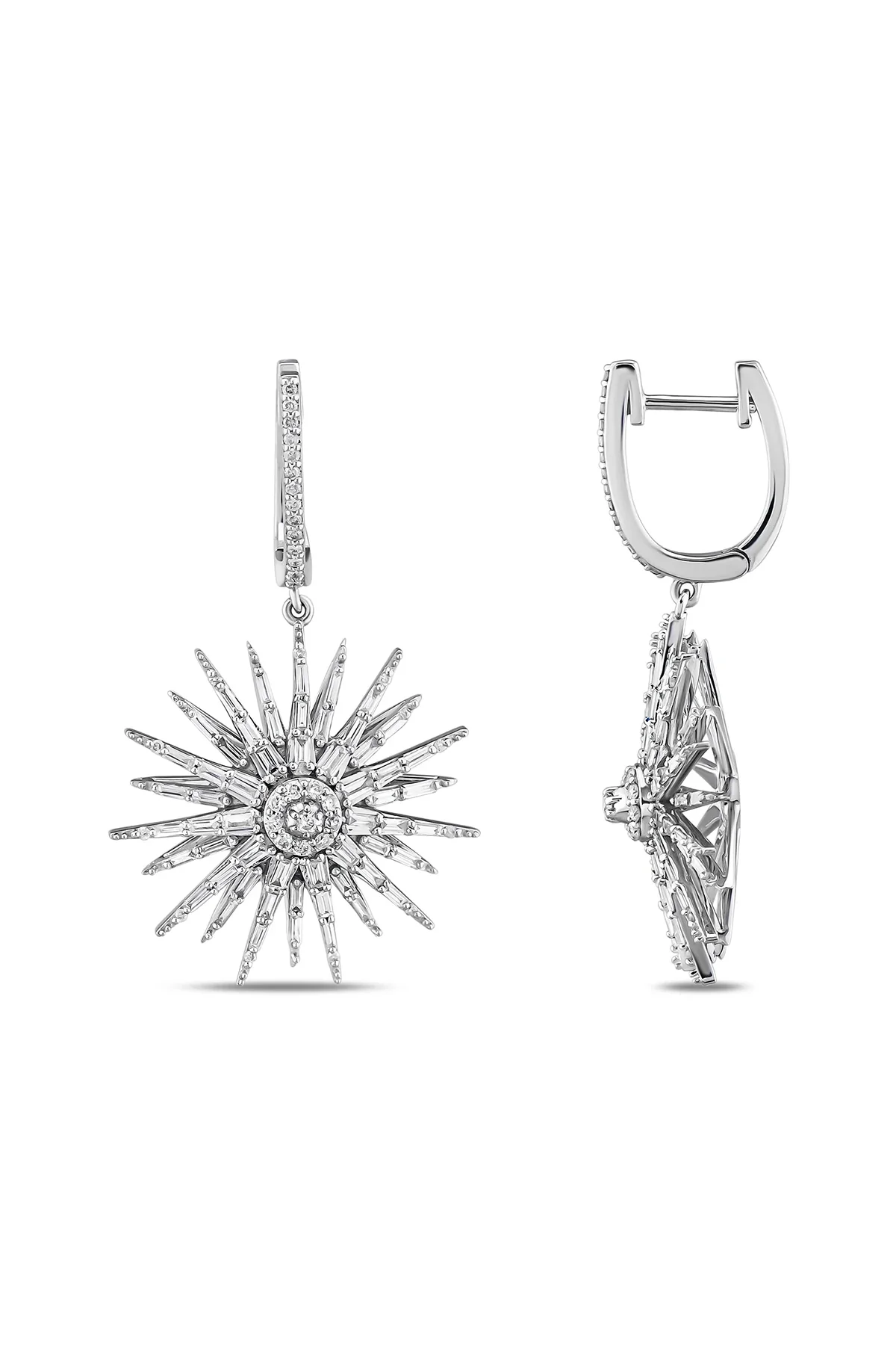 BEE GODDESS | 18K WHITE GOLD JARDIN STAR DIAMOND EARRINGS - Image 2