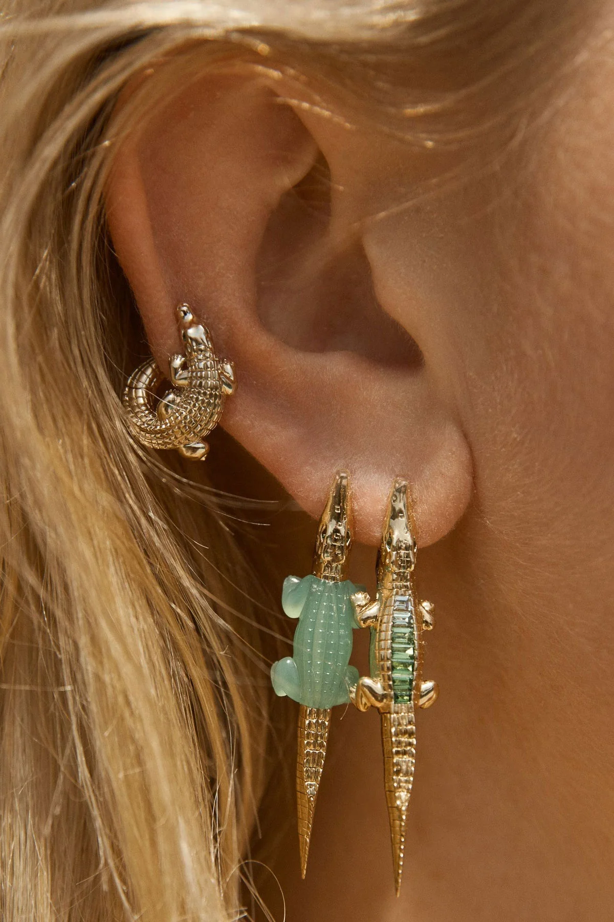 Bibi Van Der Velden | Alligator Green Amethyst Bite Earring - Image 2