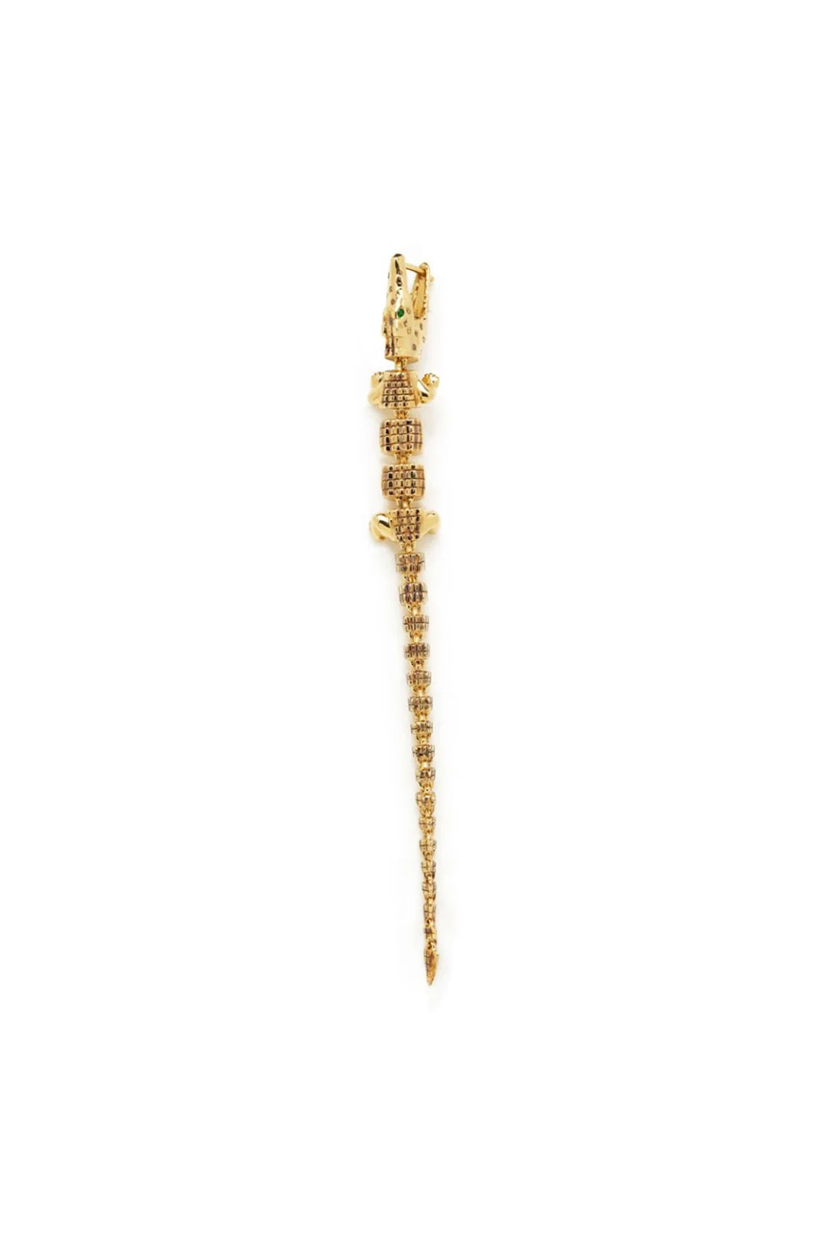 BIBI VAN DER VELDEN | EXTRA LONG GOLD ALLIGATOR VERTEBRAE BITE EARRING - Image 2