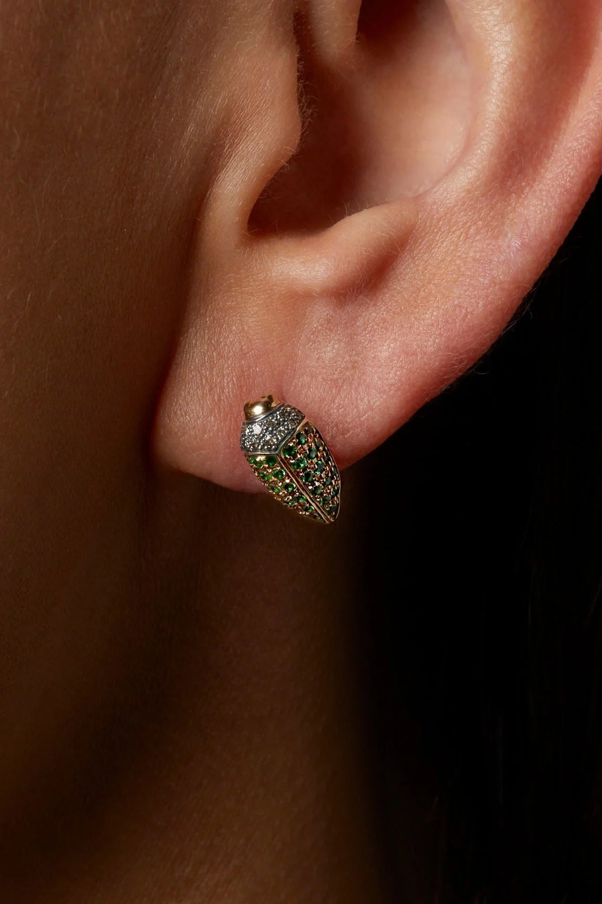 Bibi Van Der Velden | Mini Scarab Tsavorite Stud Earring - Image 2