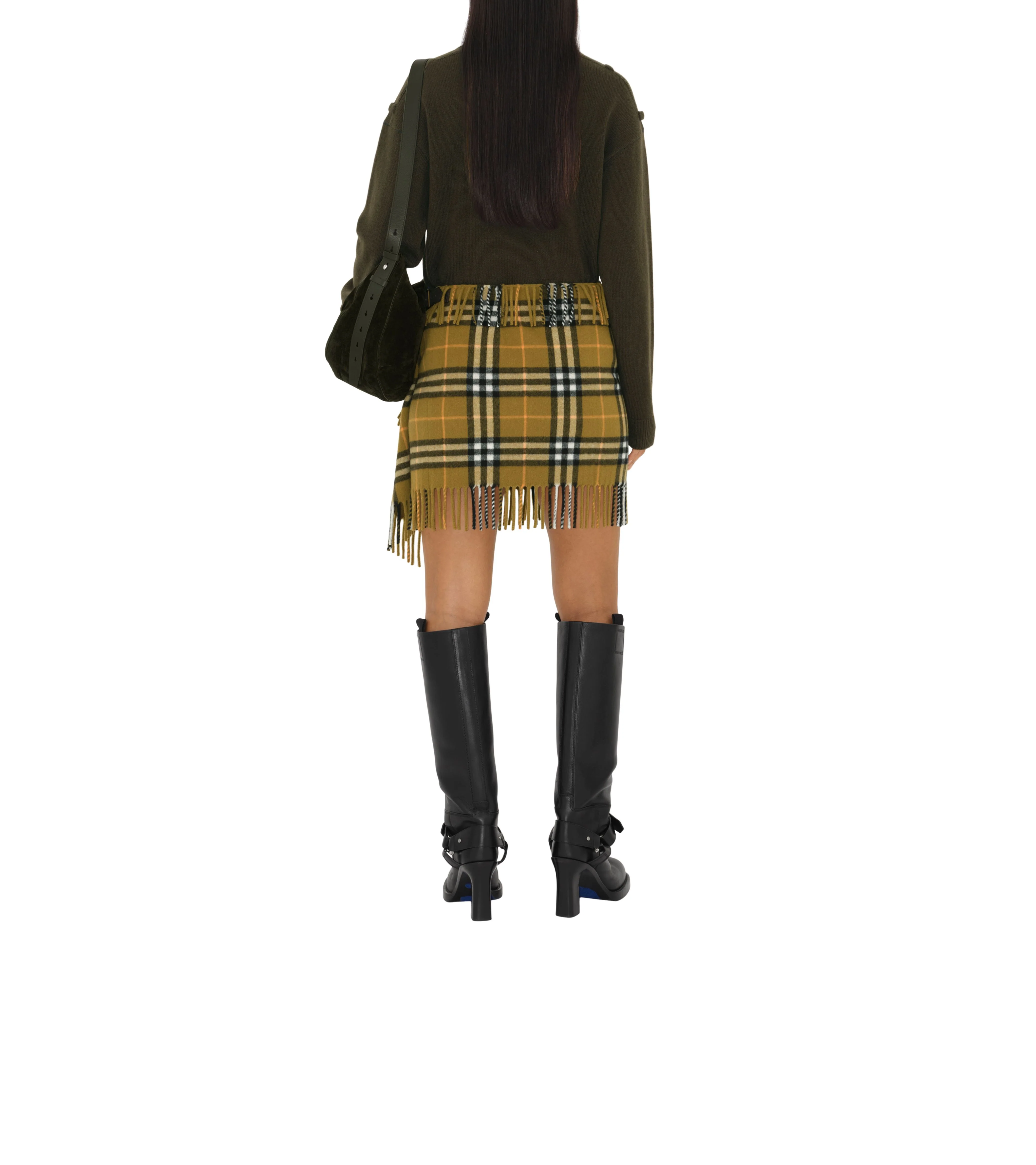 BURBERRY | CHECK WOOL CASHMERE SCARF SKIRT - Image 5