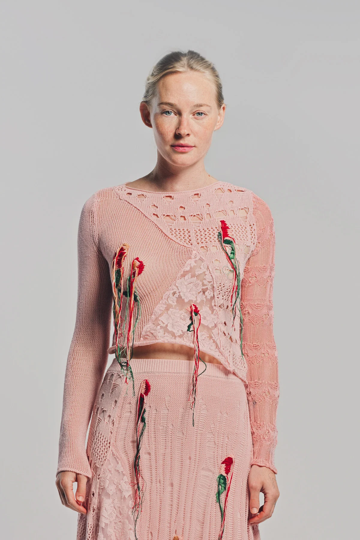 CAROLINE HU | FLORAL EMBROIDERED LONG SLEEVE TOP - Image 2