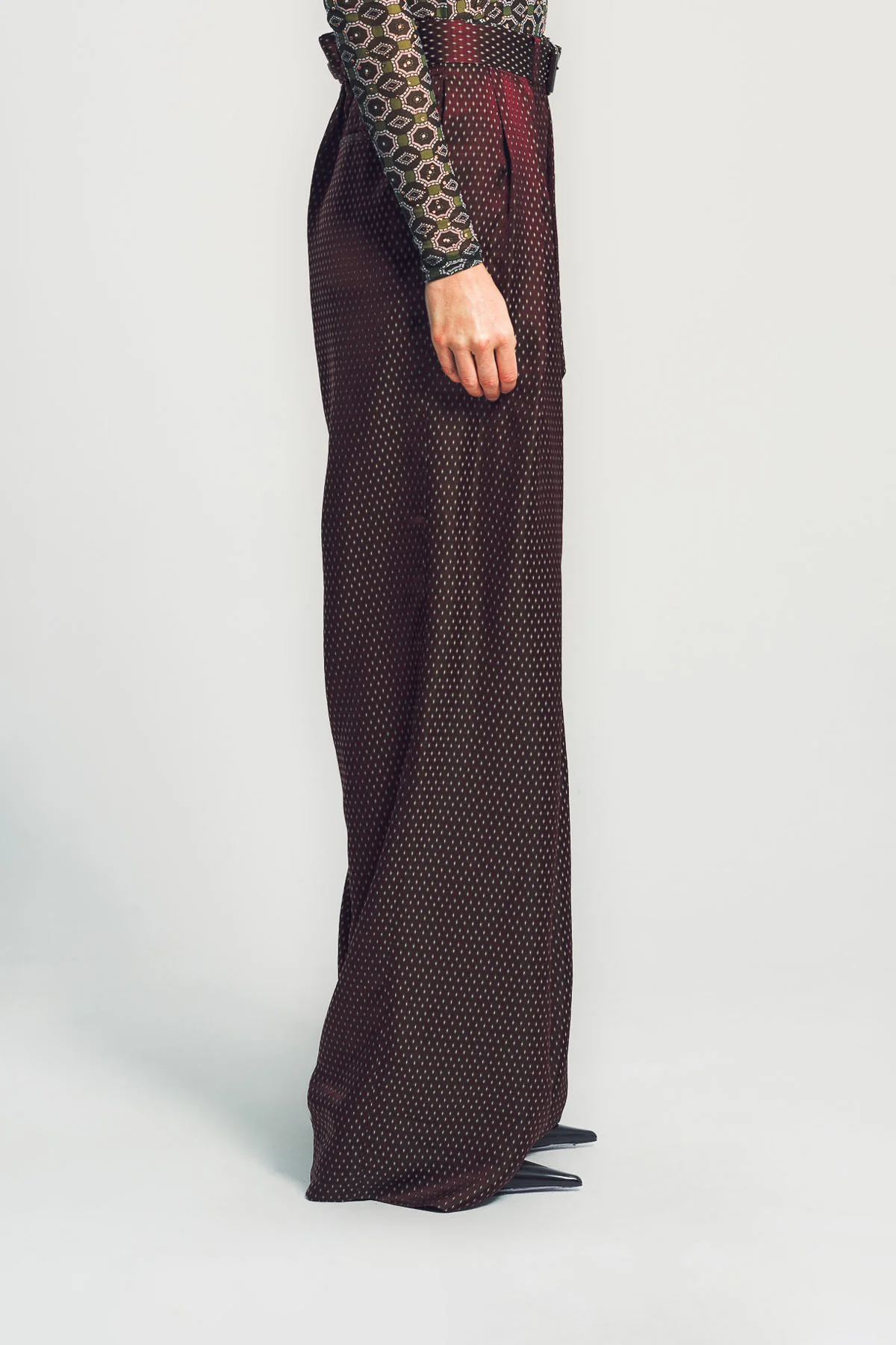 DRIES VAN NOTEN | BELTED JACQUARD TROUSERS - Image 3
