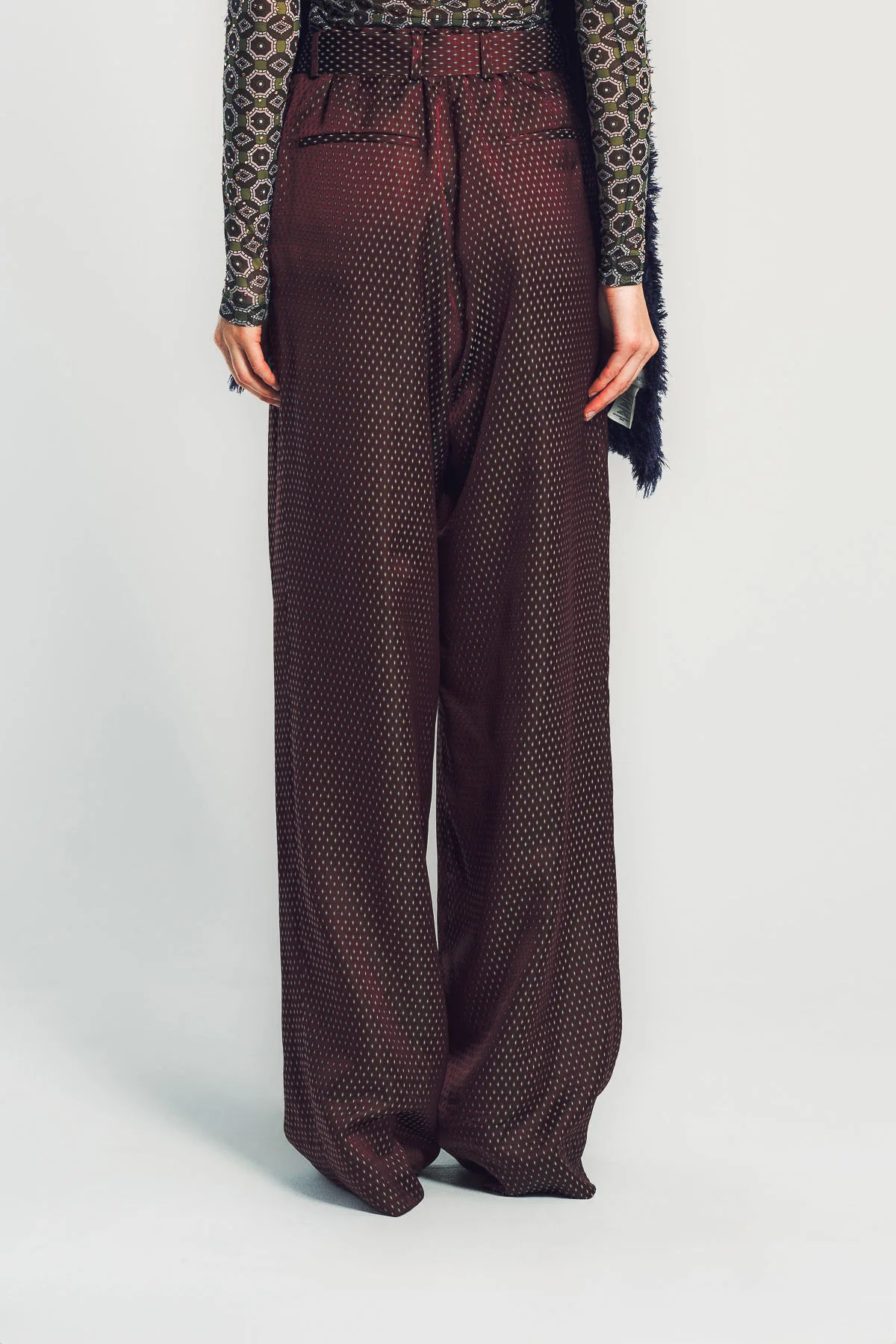DRIES VAN NOTEN | BELTED JACQUARD TROUSERS - Image 4