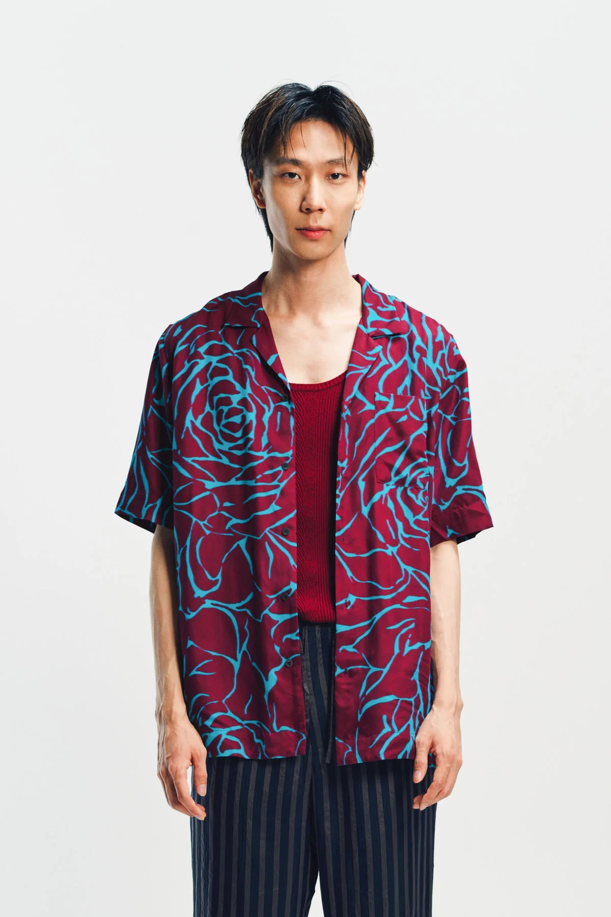 DRIES VAN NOTEN | BOXY VISCOSE ROSE SHIRT - Image 2