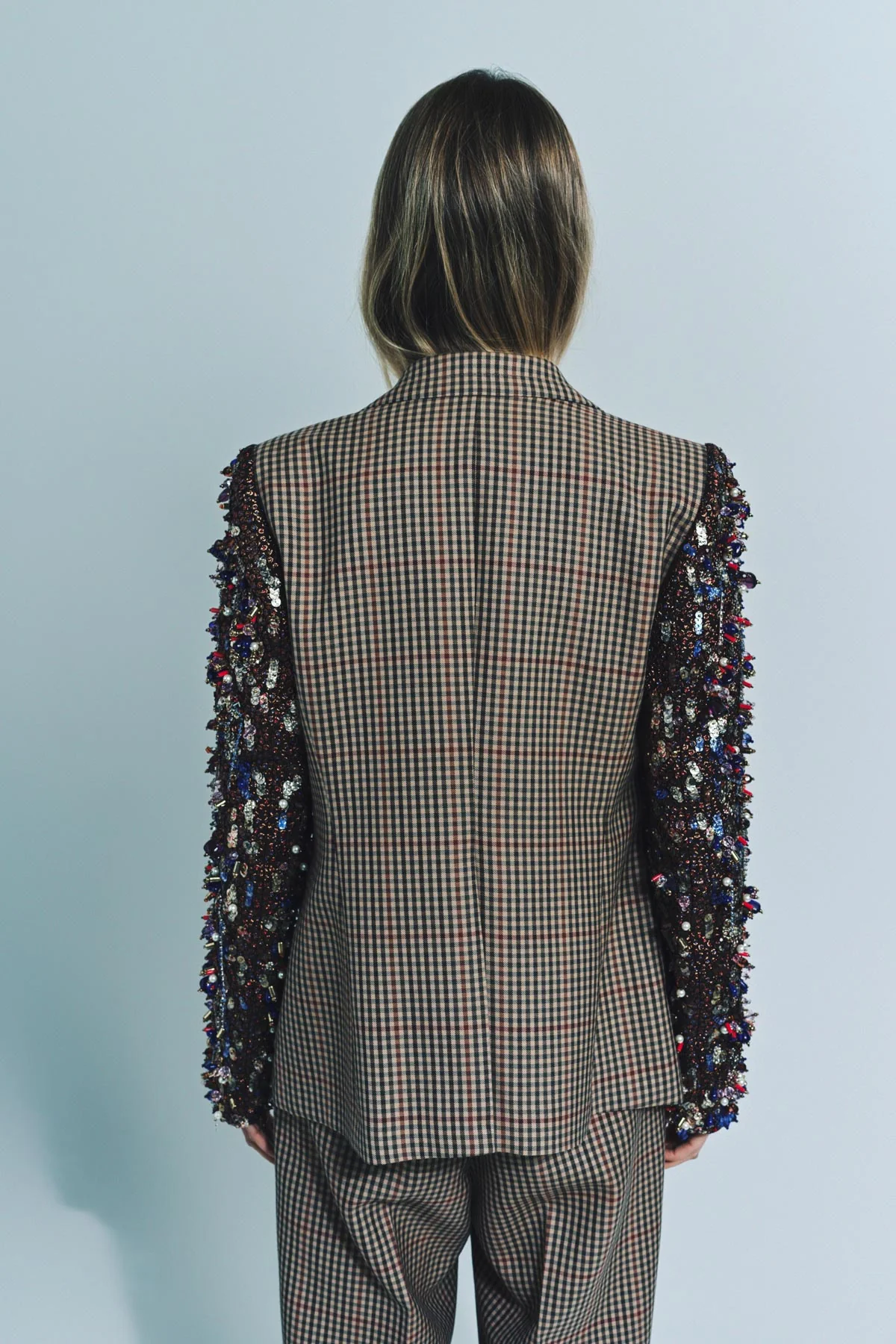 DRIES VAN NOTEN | SEQUINED CHECKED WOOL BLAZER - Image 4