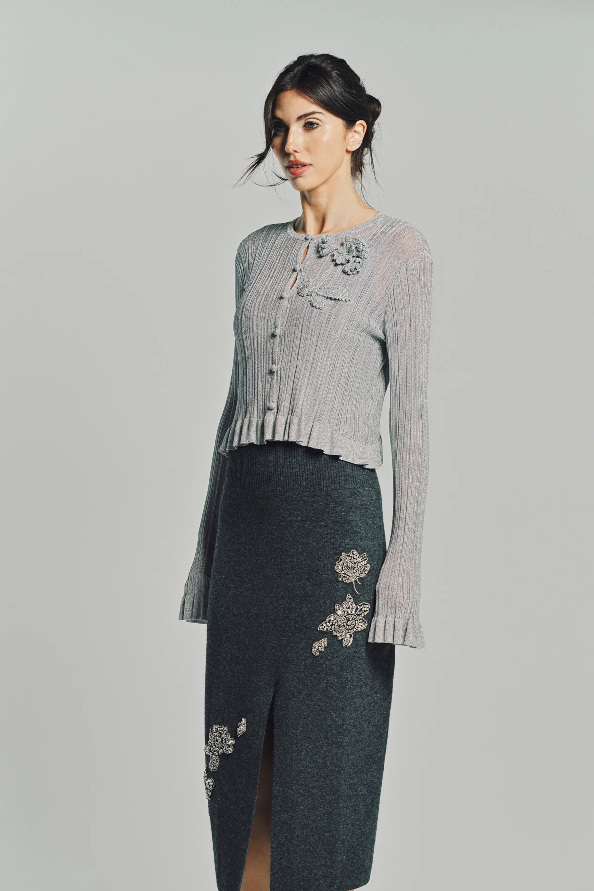 ERDEM | LUREX PLISSE CARDIGAN - Image 3
