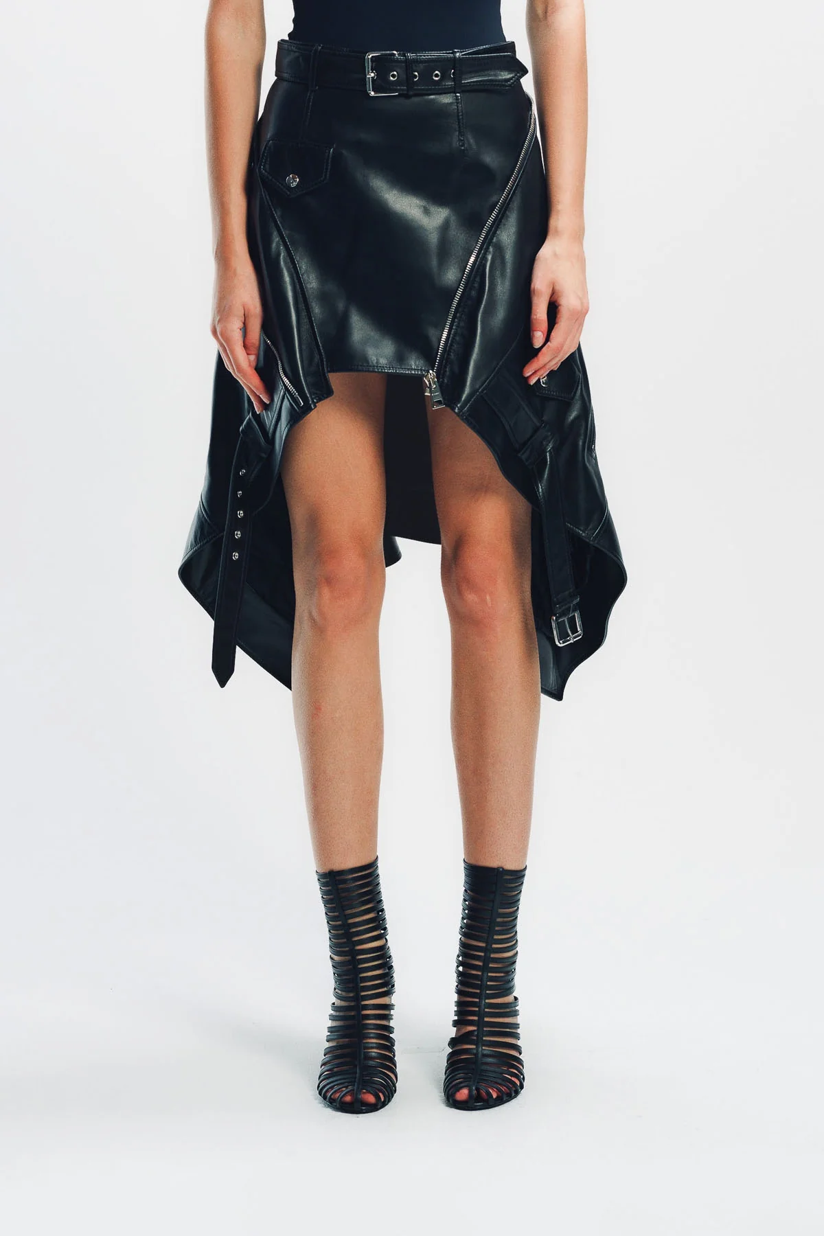 GIVENCHY | ASYMMETRIC LEATHER BIKER SKIRT - Image 2