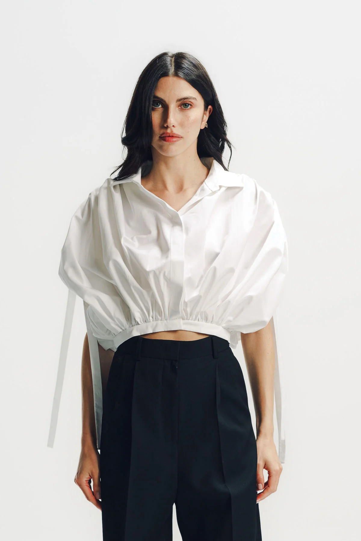 Givenchy | Cropped Shirt in Poplin With Ruched Details - Image 2