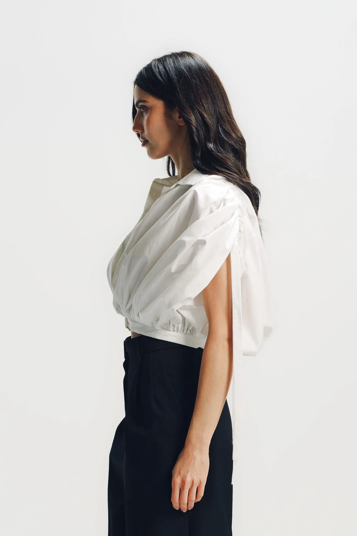 Givenchy | Cropped Shirt in Poplin With Ruched Details - Image 3