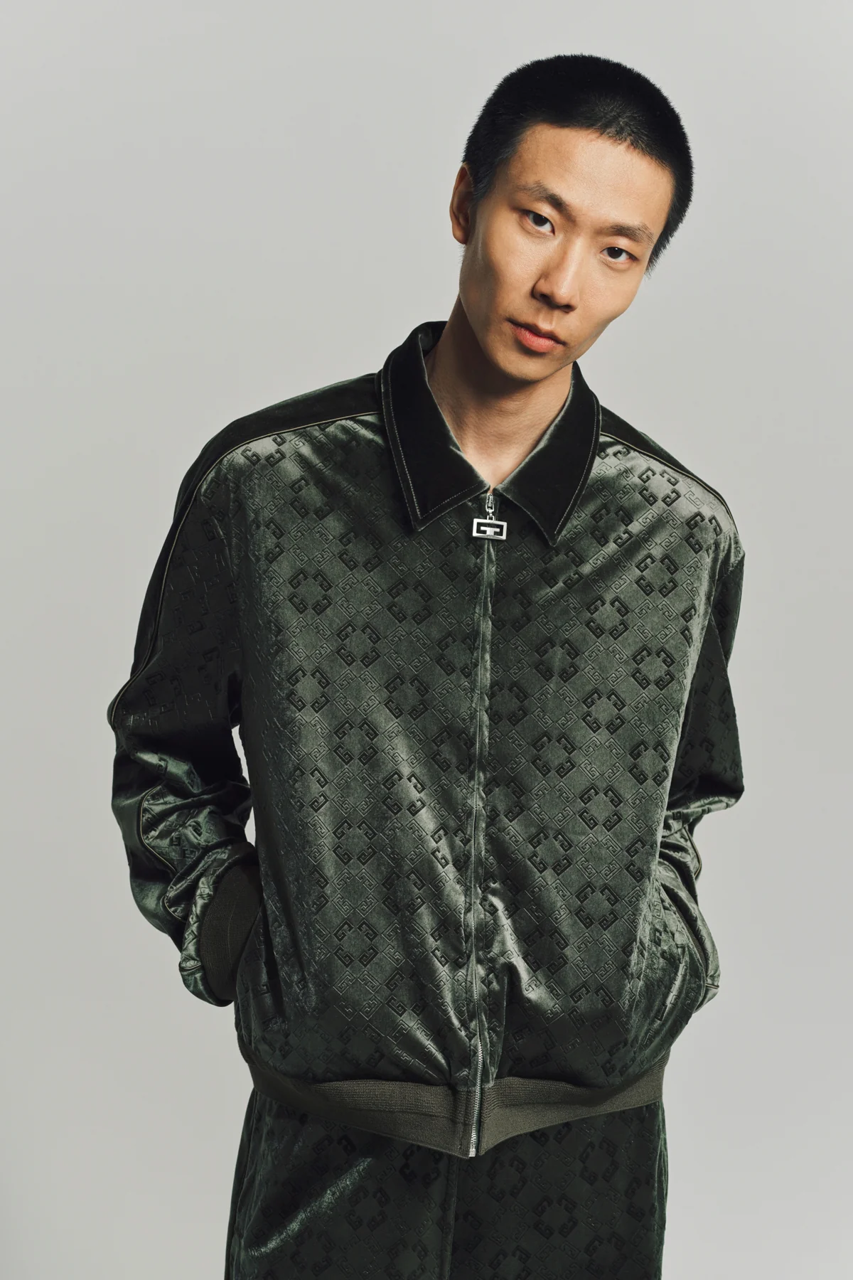 GIVENCHY | TRACKSUIT JACKET IN MONOGRAM 72 VELVET - Image 2