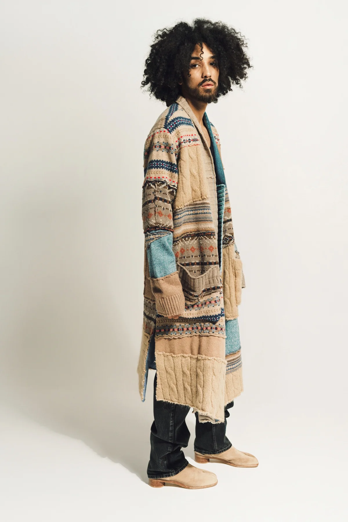 GREG LAUREN | FAIRISLE STITCHWORK LONG GL1 SWEATER - Image 4
