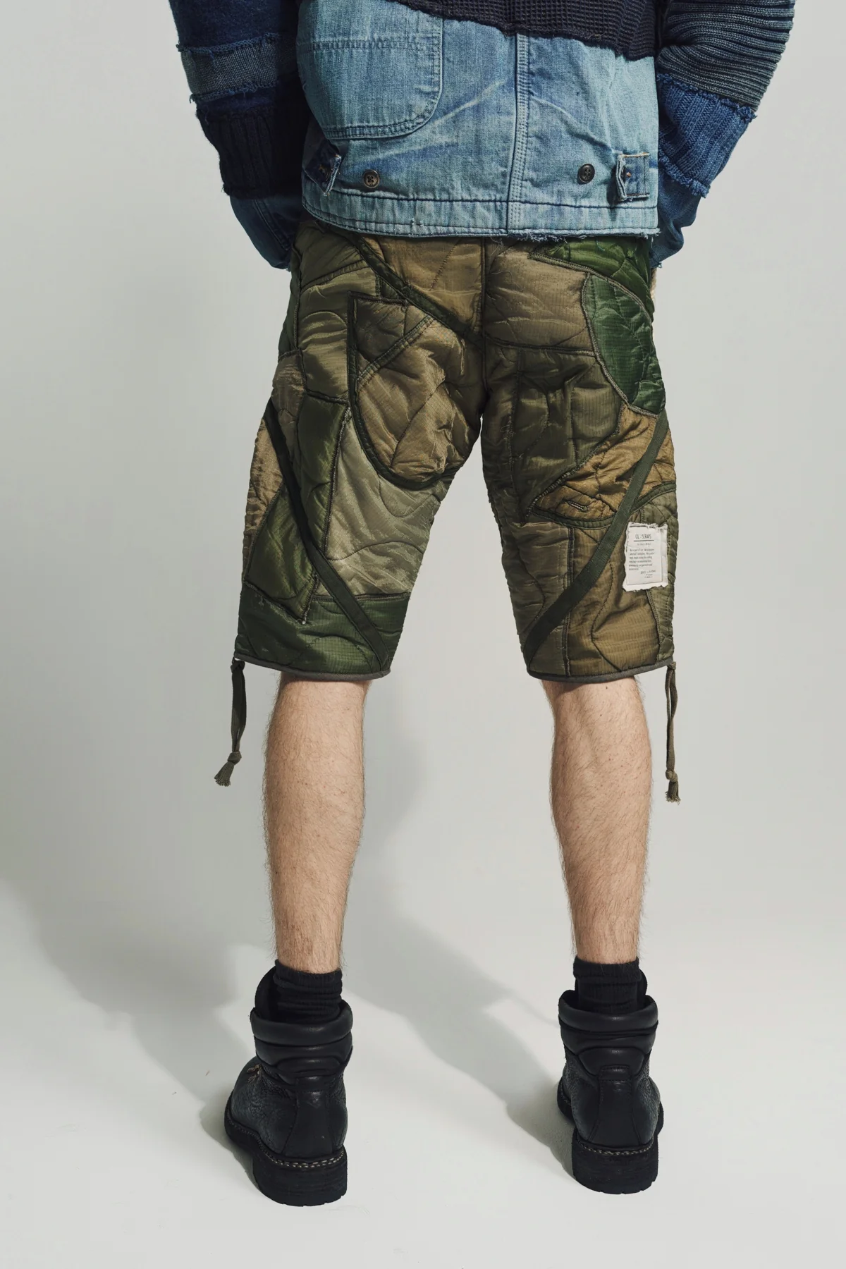 GREG LAUREN | MIXED PUFFER ZIP SHORTS - Image 4