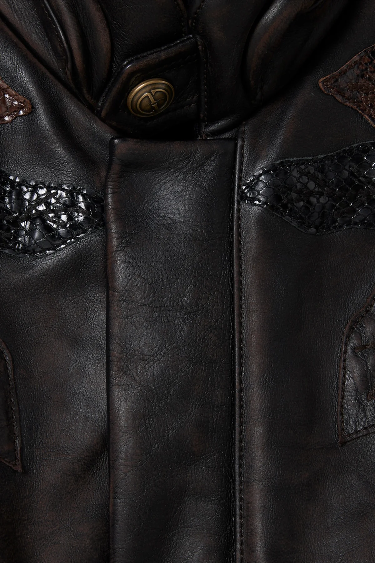 Gucci | Leather With Aged Effect Bomber Jacket - Image 2