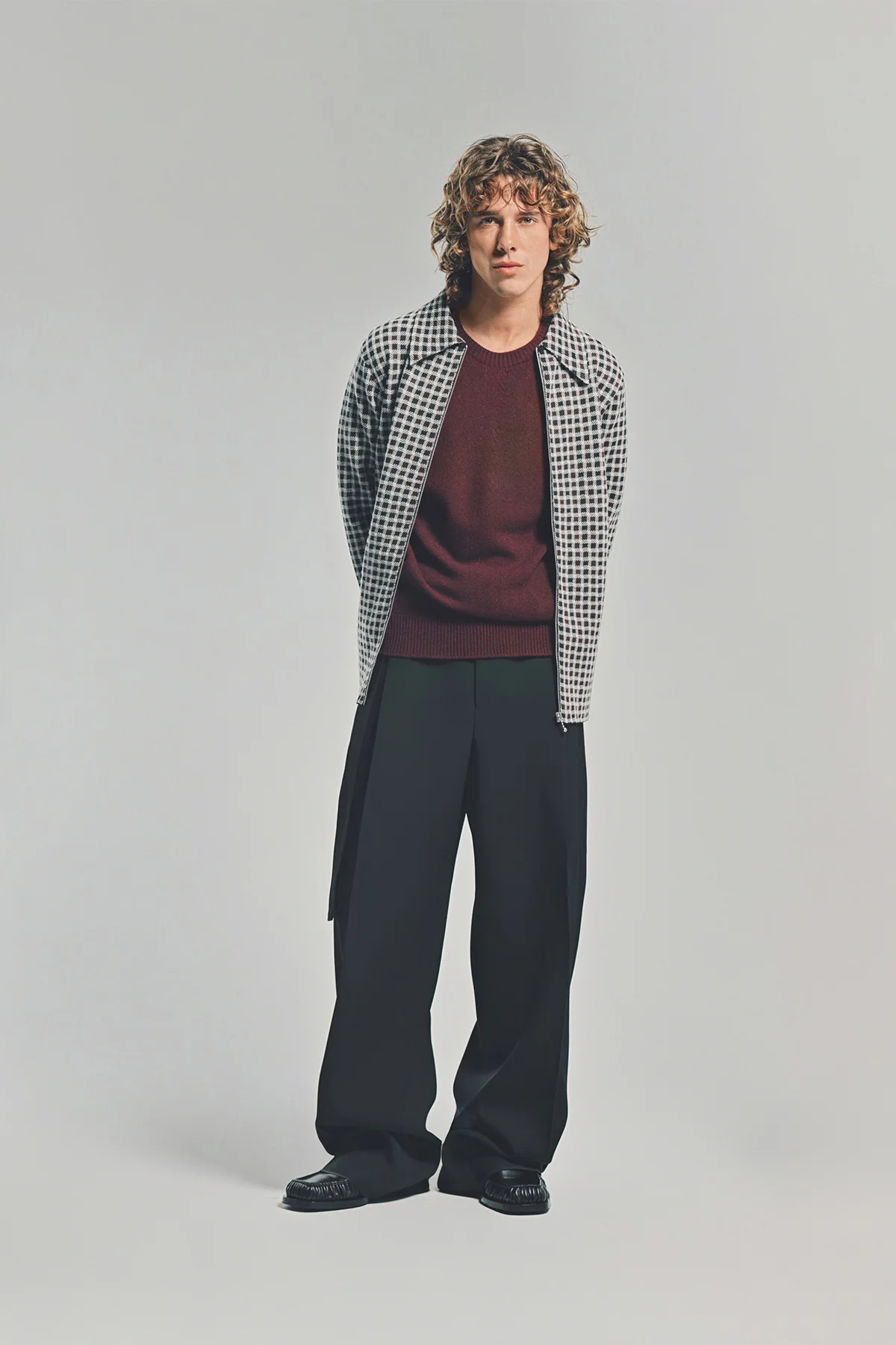 JIL SANDER | WOOL PLAID ZIP-UP SHIRT