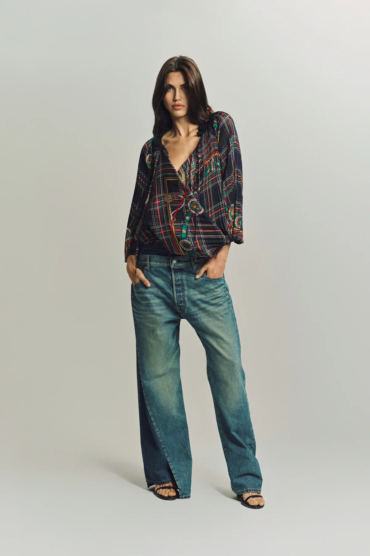 JUNYA WATANABE | TARTAN SCARF BLOUSE