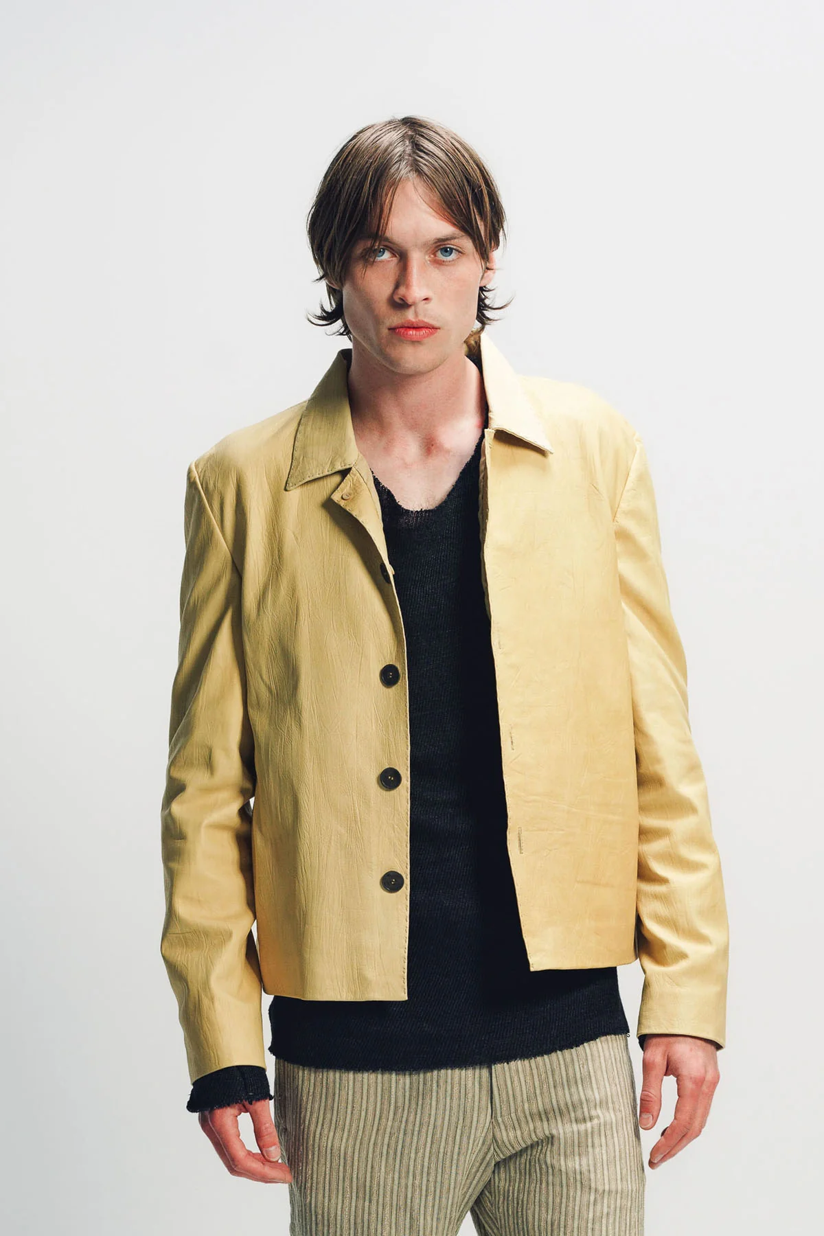 K'ANG | LEATHER CROP SHIRT JACKET - Image 2
