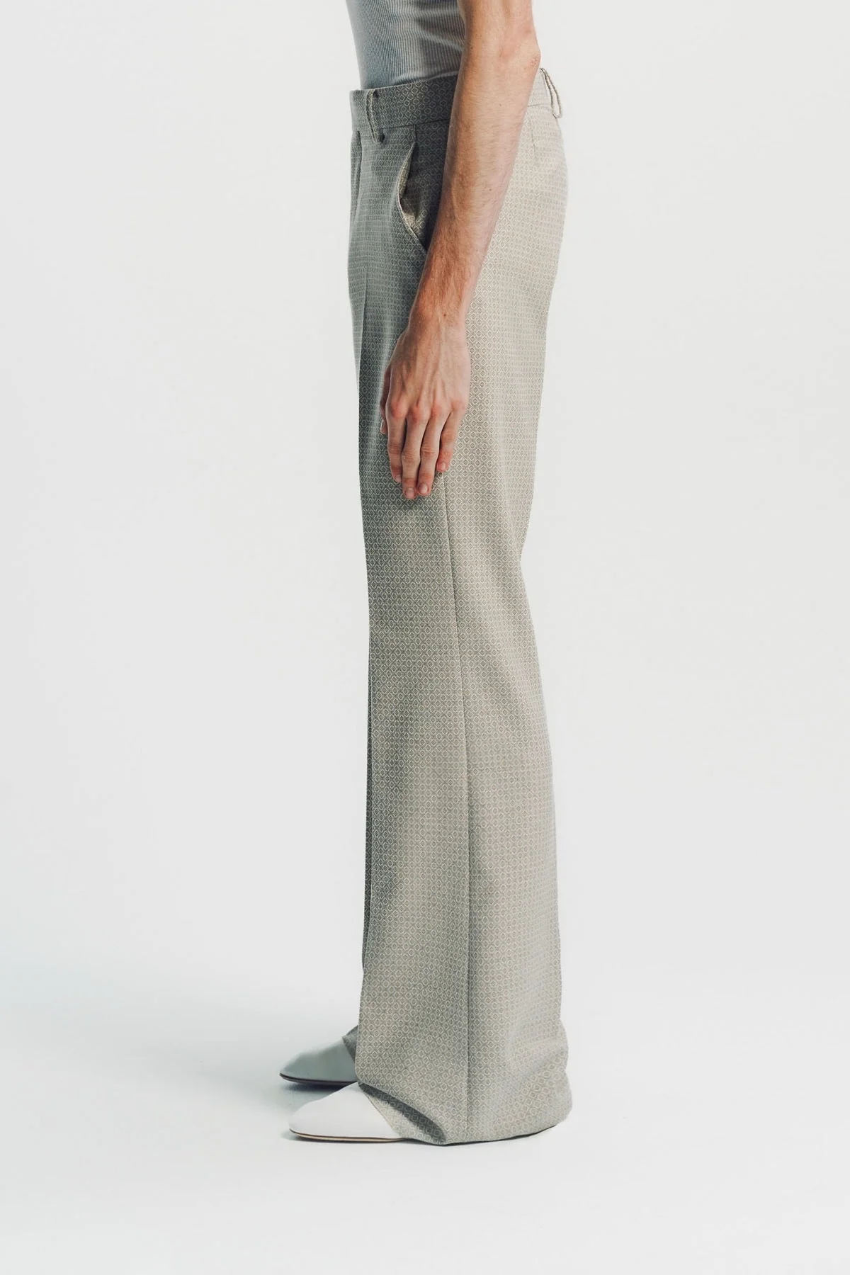 Kyosuke Kunimoto | Baggy Jacquard Flat Front Flare Pants - Image 3