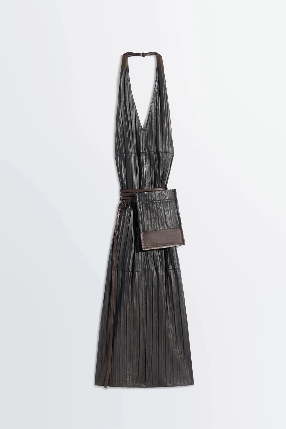 LEMAIRE | LEATHER APRON DRESS IN CRINKLE LAMB LEATHER