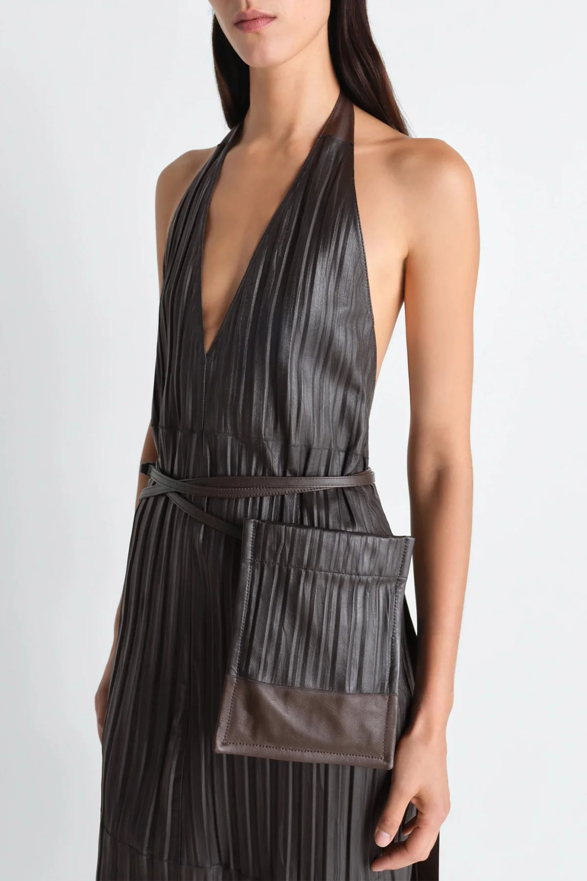 LEMAIRE | LEATHER APRON DRESS IN CRINKLE LAMB LEATHER - Image 3