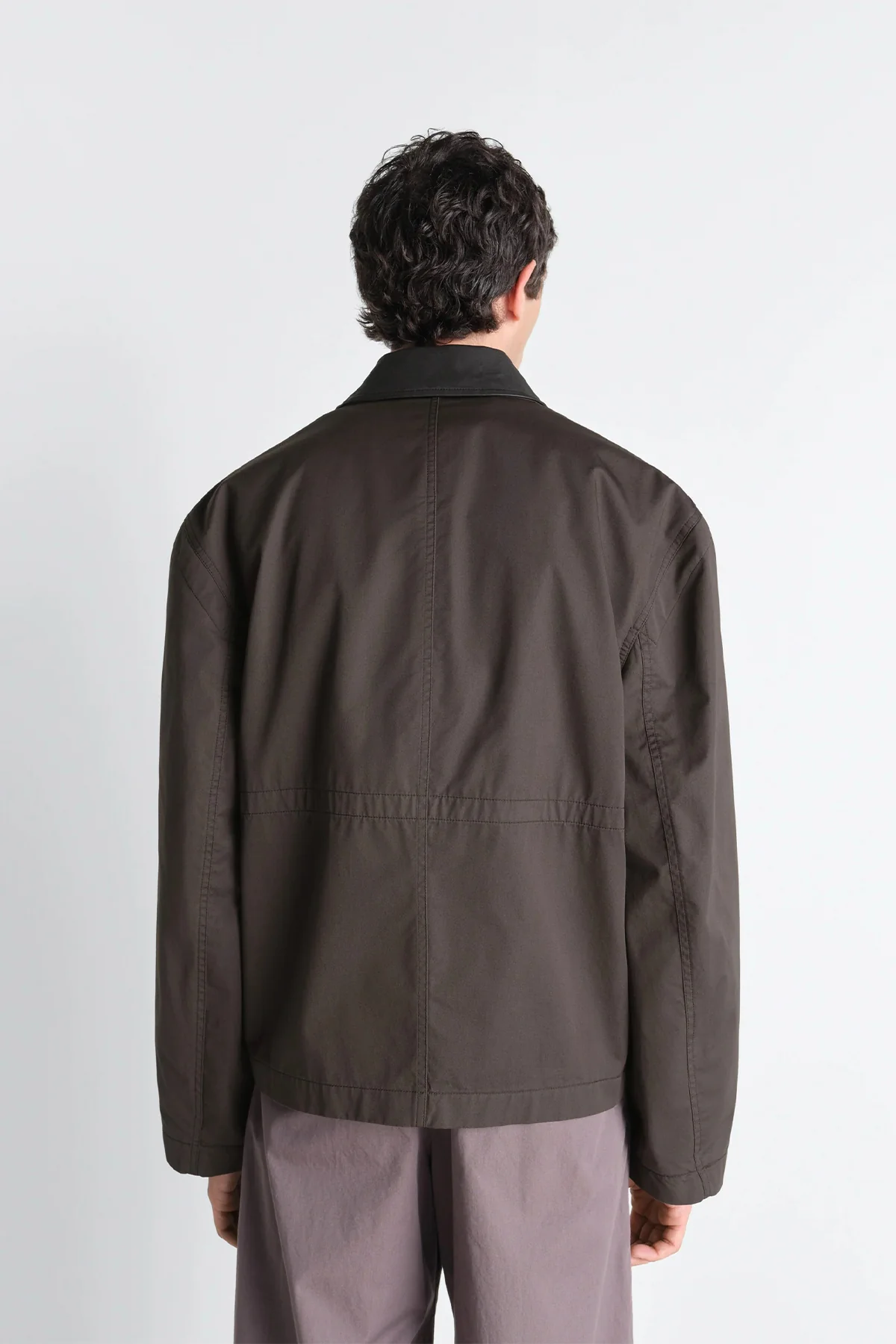 LEMAIRE | MEN'S LEATHER COLLAR BLOUSON IN COTTON TWILL - Image 3