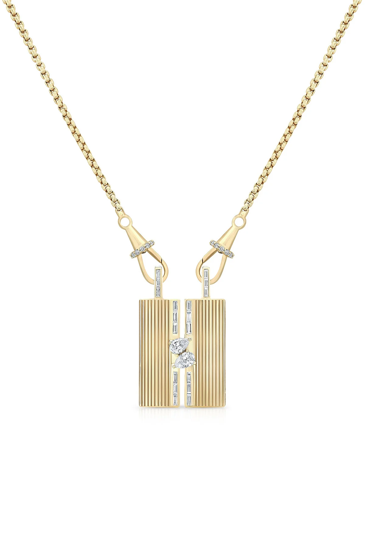 Loraida | 18K Gold Medium Blade Double Pear Pendant - Image 3
