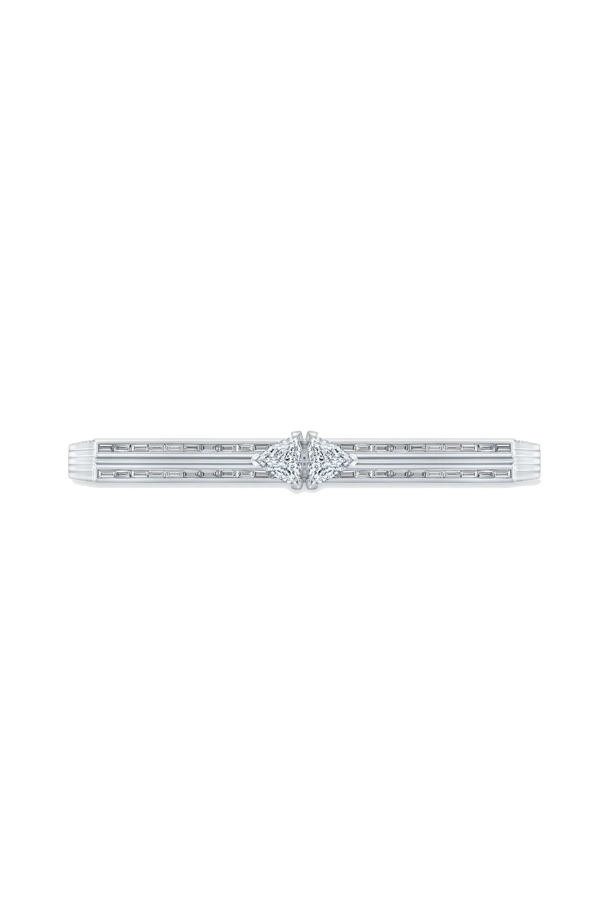 Loraida | 18K White Gold Blade Double Trilliant Bangle - Image 2