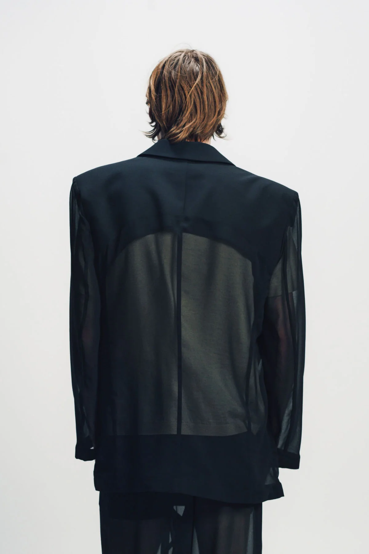 LOUIS GABRIEL NOUCHI | BLACK SHEER FOUR-BUTTON DOUBLE-BREASTED JACKET - Image 4