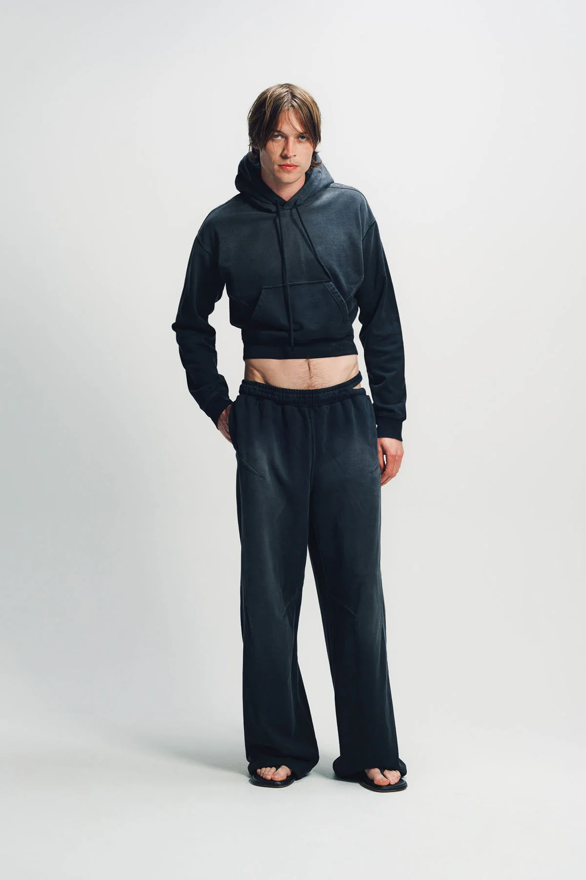 LOUIS GABRIEL NOUCHI | CROPPED SUNWASH COTTON HOODIE