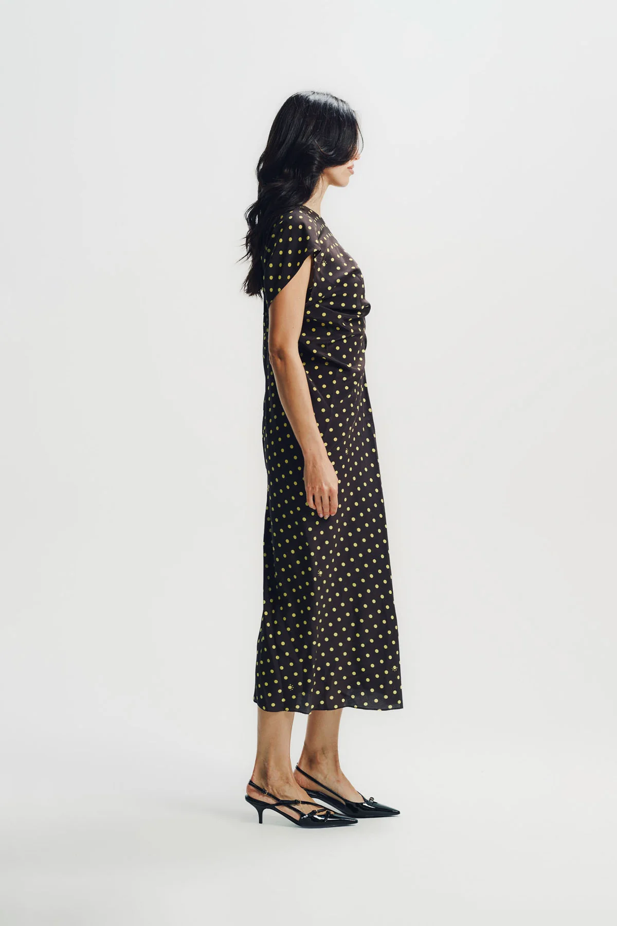 Marni | Brown Crêpe De Chine Dress With Polka Rhythm Print - Image 5