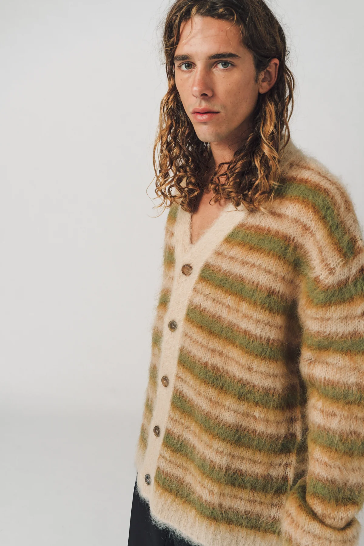 MARNI | CAMEL STRIPED MOHAIR CARDIGAN - Image 3