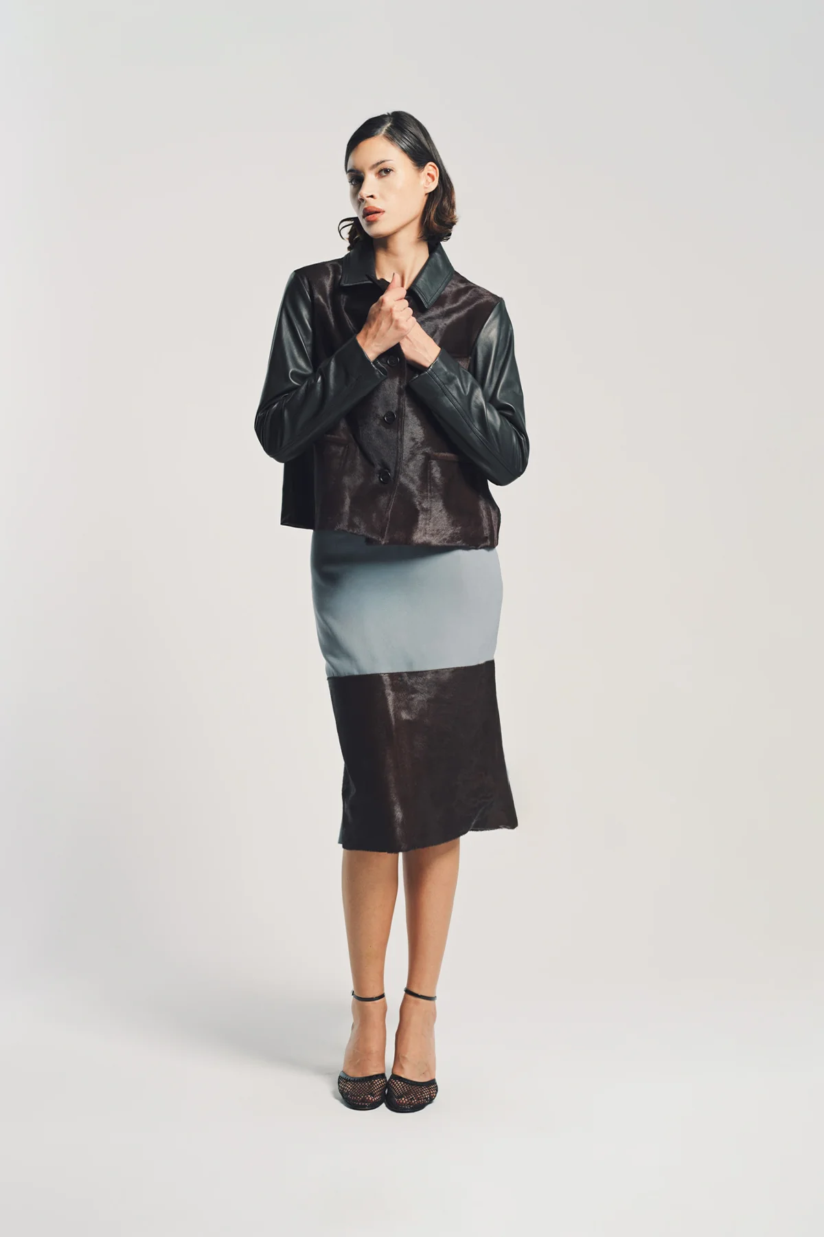 MARNI | LEATHER AND PONY HAIR JACKET