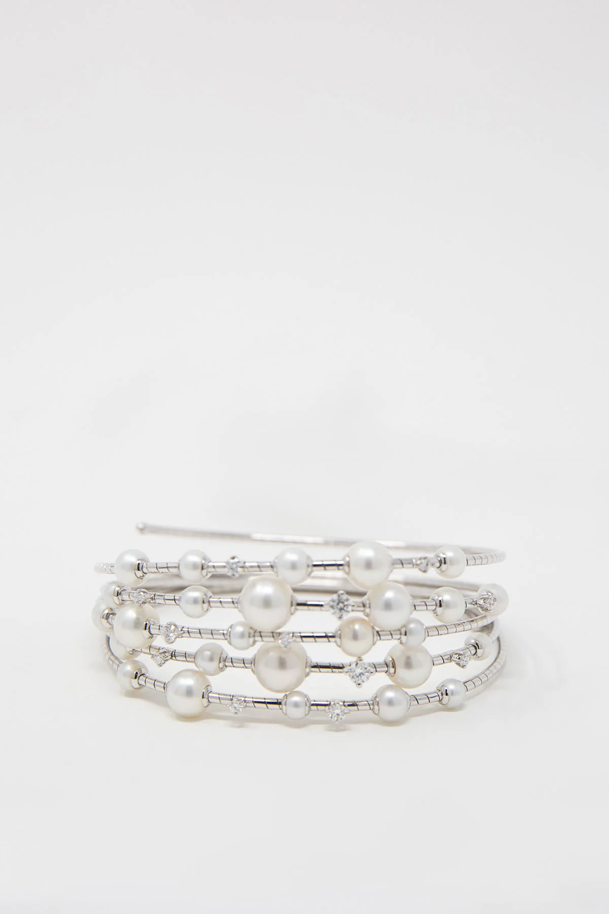 MATTIA CIELO | 18K WHITE GOLD & TITANIUM DIAMOND & PEARL BRACELET