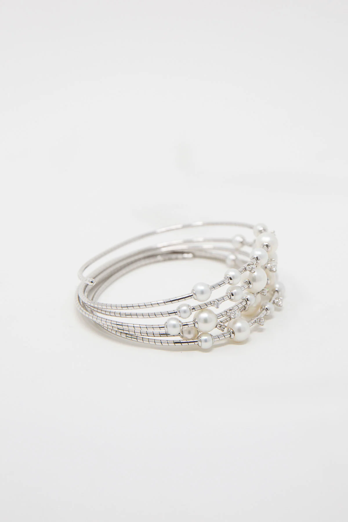MATTIA CIELO | 18K WHITE GOLD & TITANIUM DIAMOND & PEARL BRACELET - Image 3