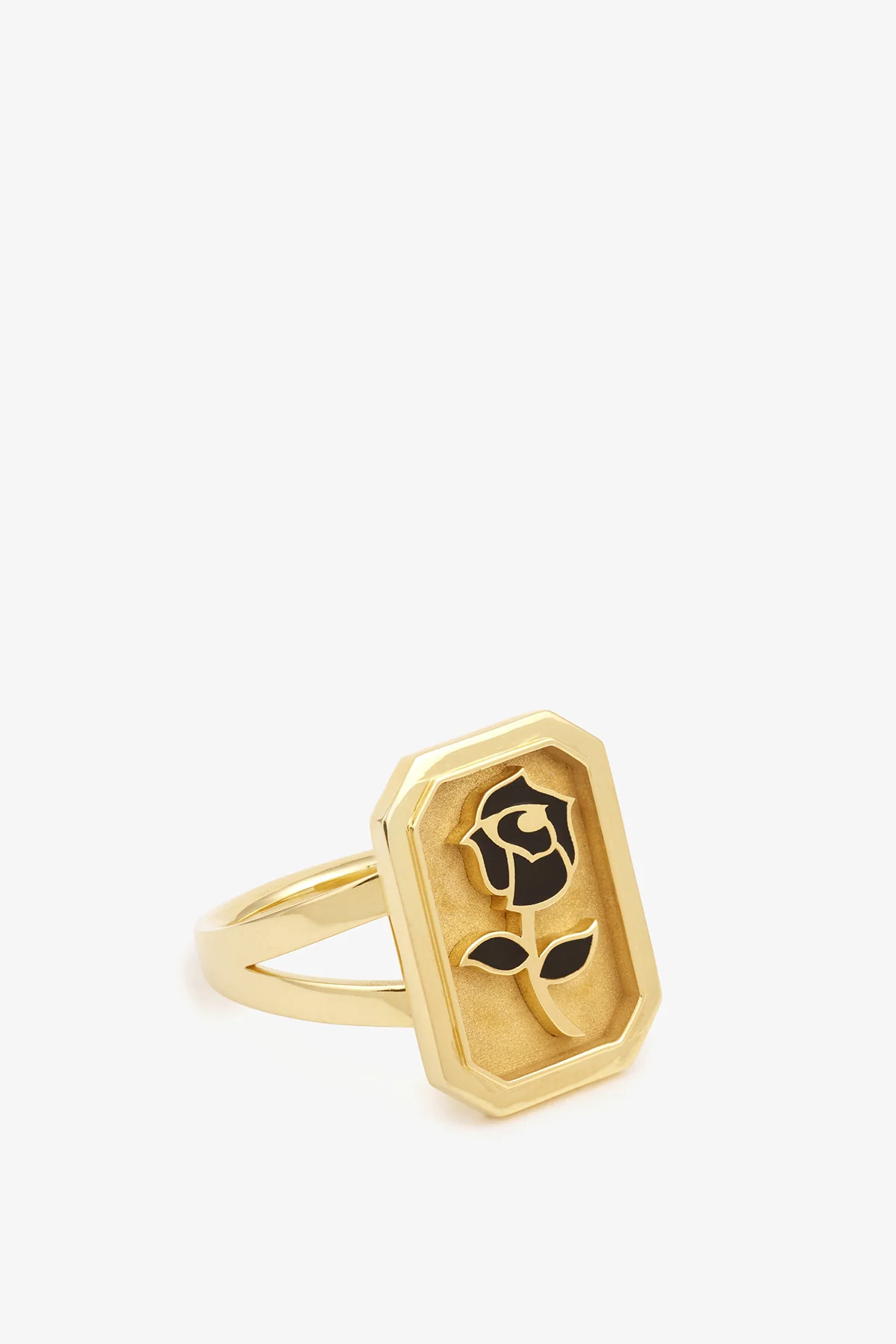MYSTERYJOY | YELLOW GOLD BLACK ROSE SIGNET RING - Image 2