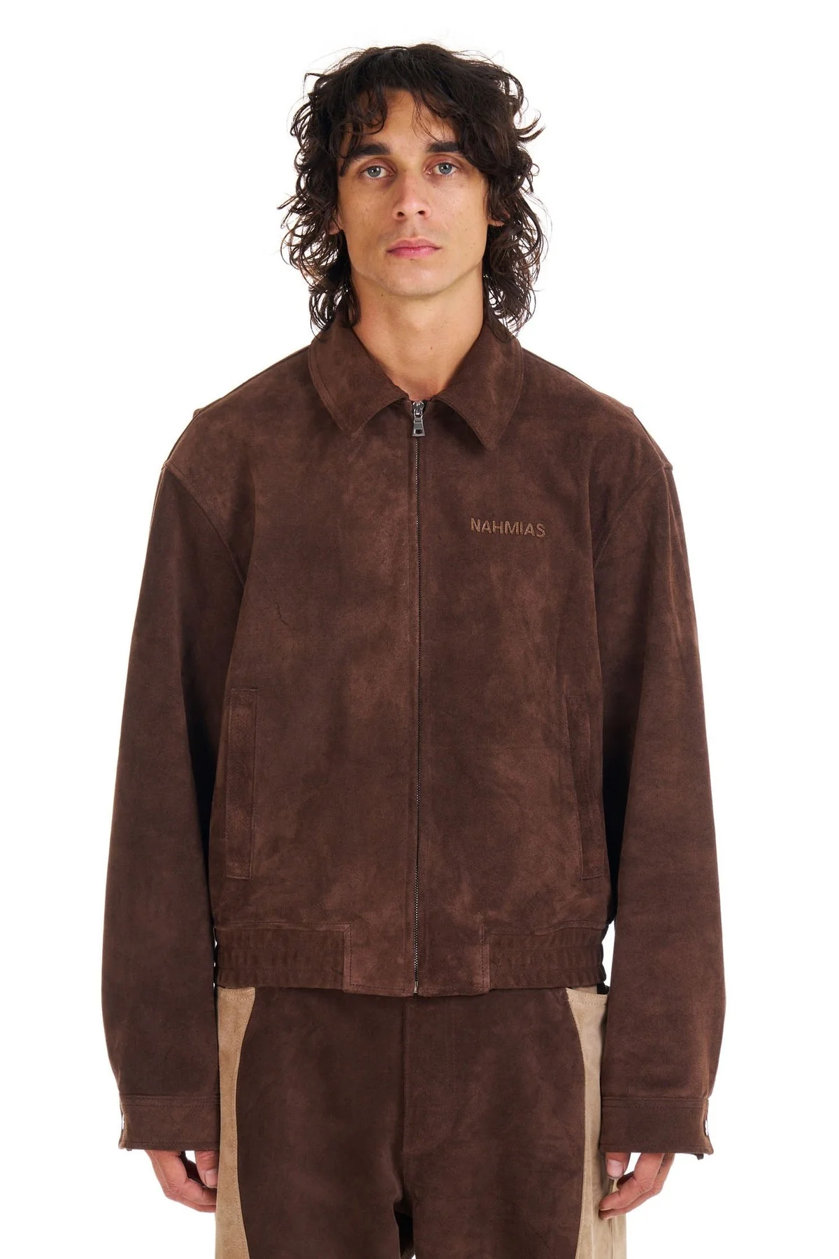 NAHMIAS | SUEDE PATCHED PLEATED JACKET
