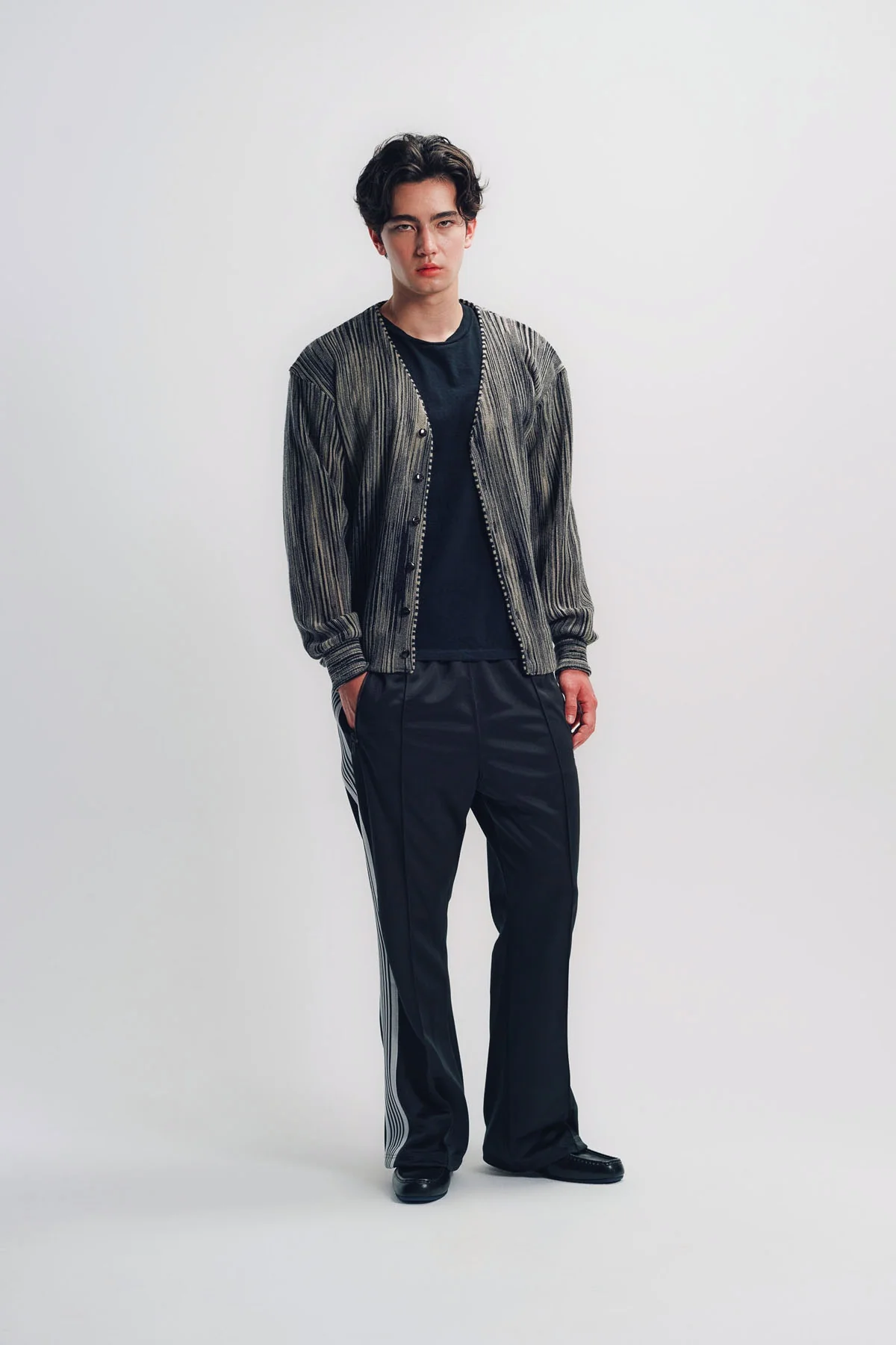 Needles | Black Crepe Weave Cardigan