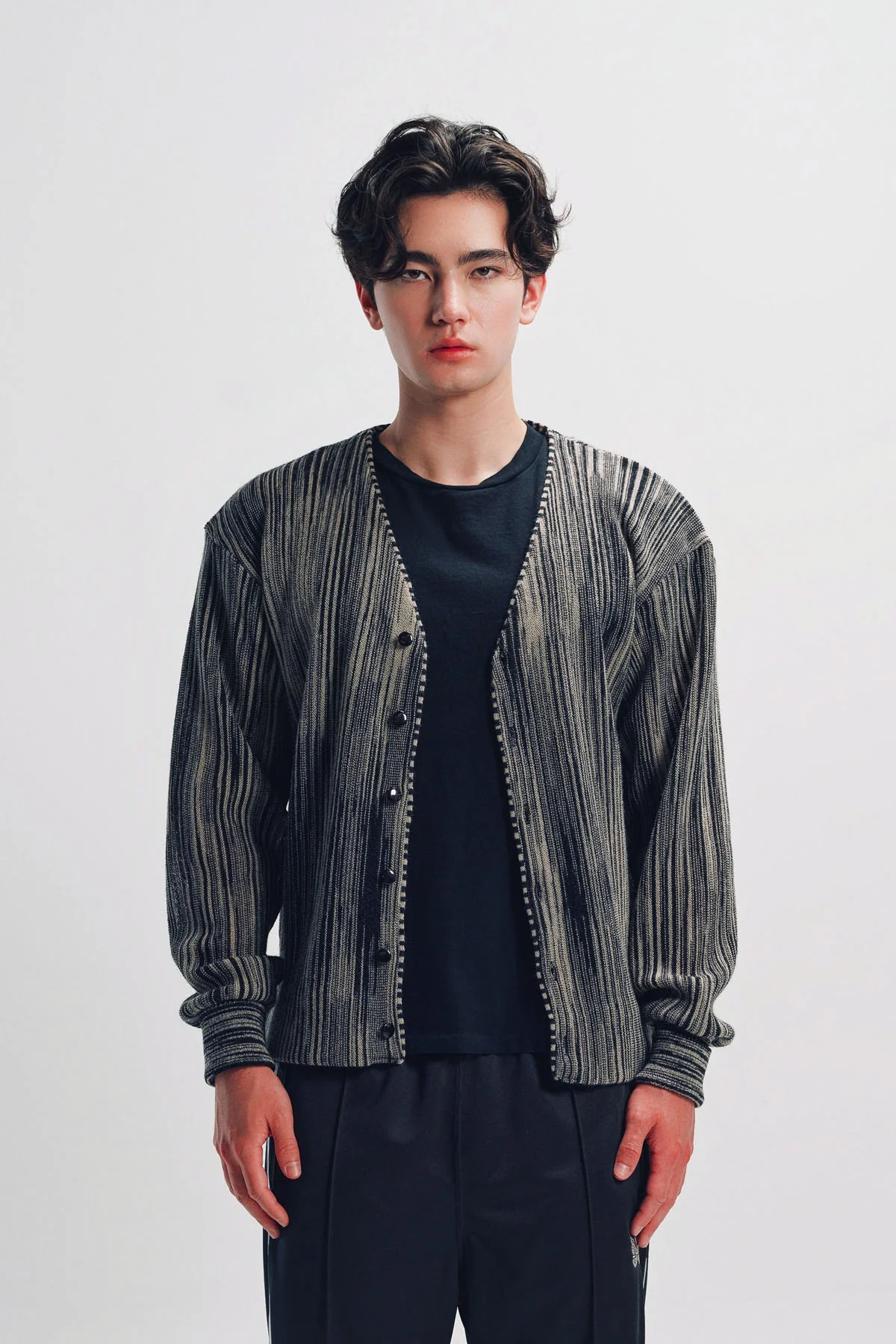 Needles | Black Crepe Weave Cardigan - Image 2