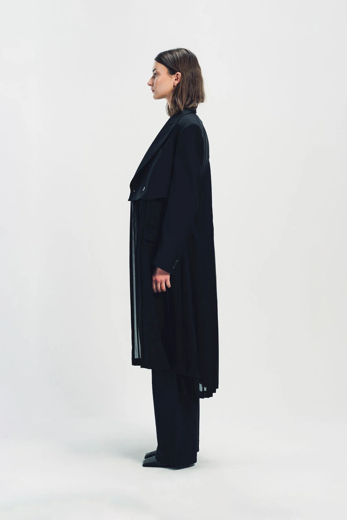 NOIR KEI NINOMIYA | MOHAIR X POLY PLEATED COAT - Image 3