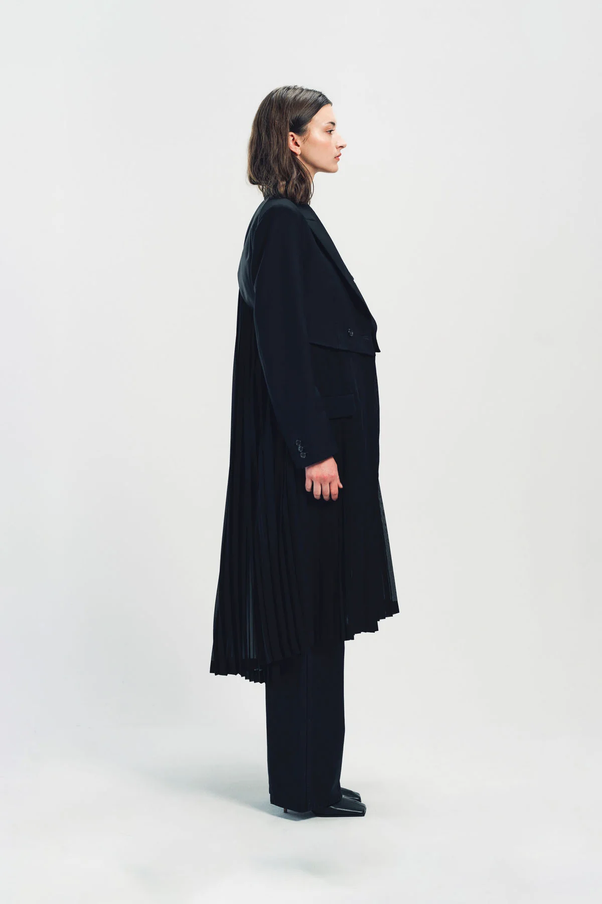 NOIR KEI NINOMIYA | MOHAIR X POLY PLEATED COAT - Image 5