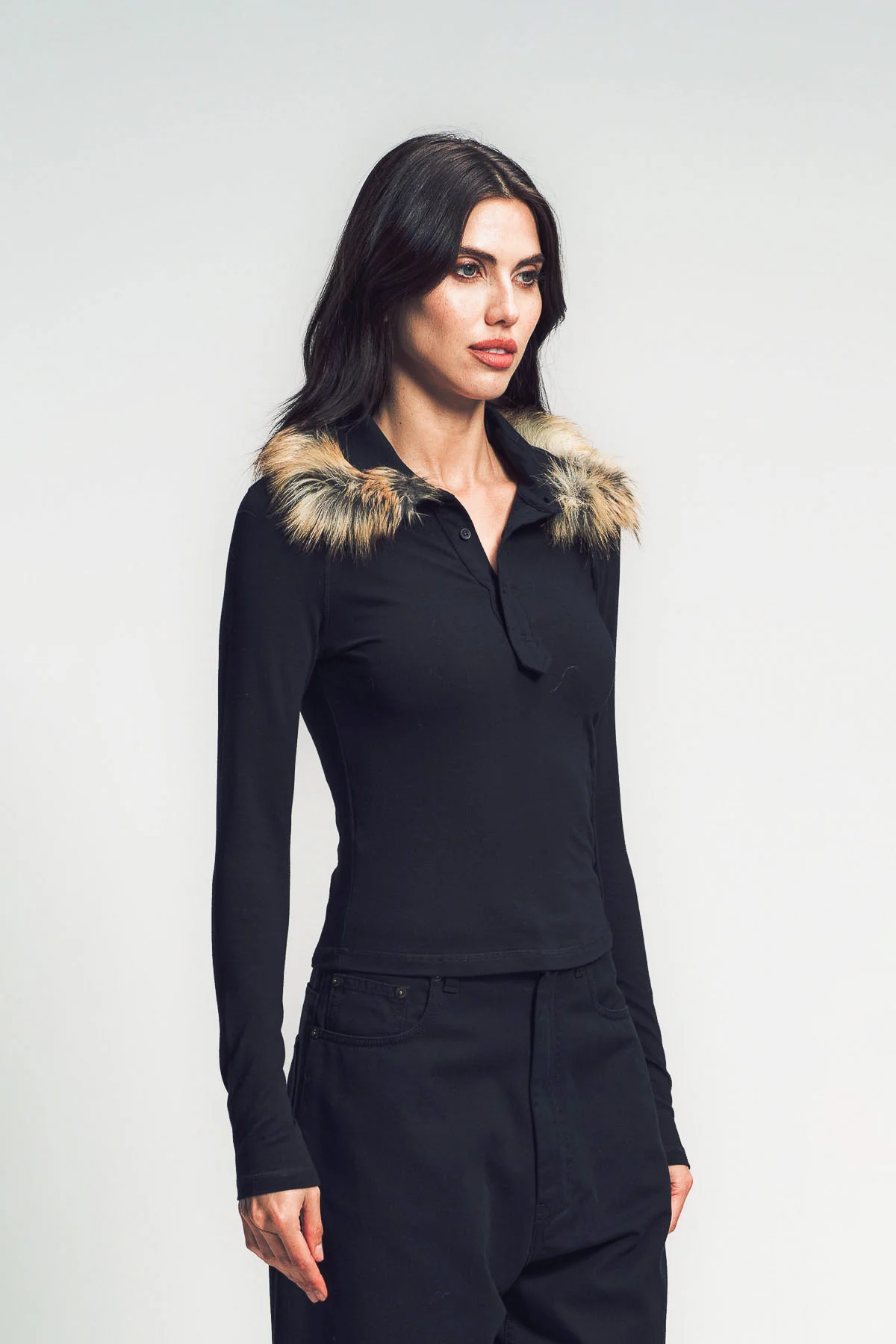 OTTOLINGER | FURRY LONG SLEEVE POLO - Image 5